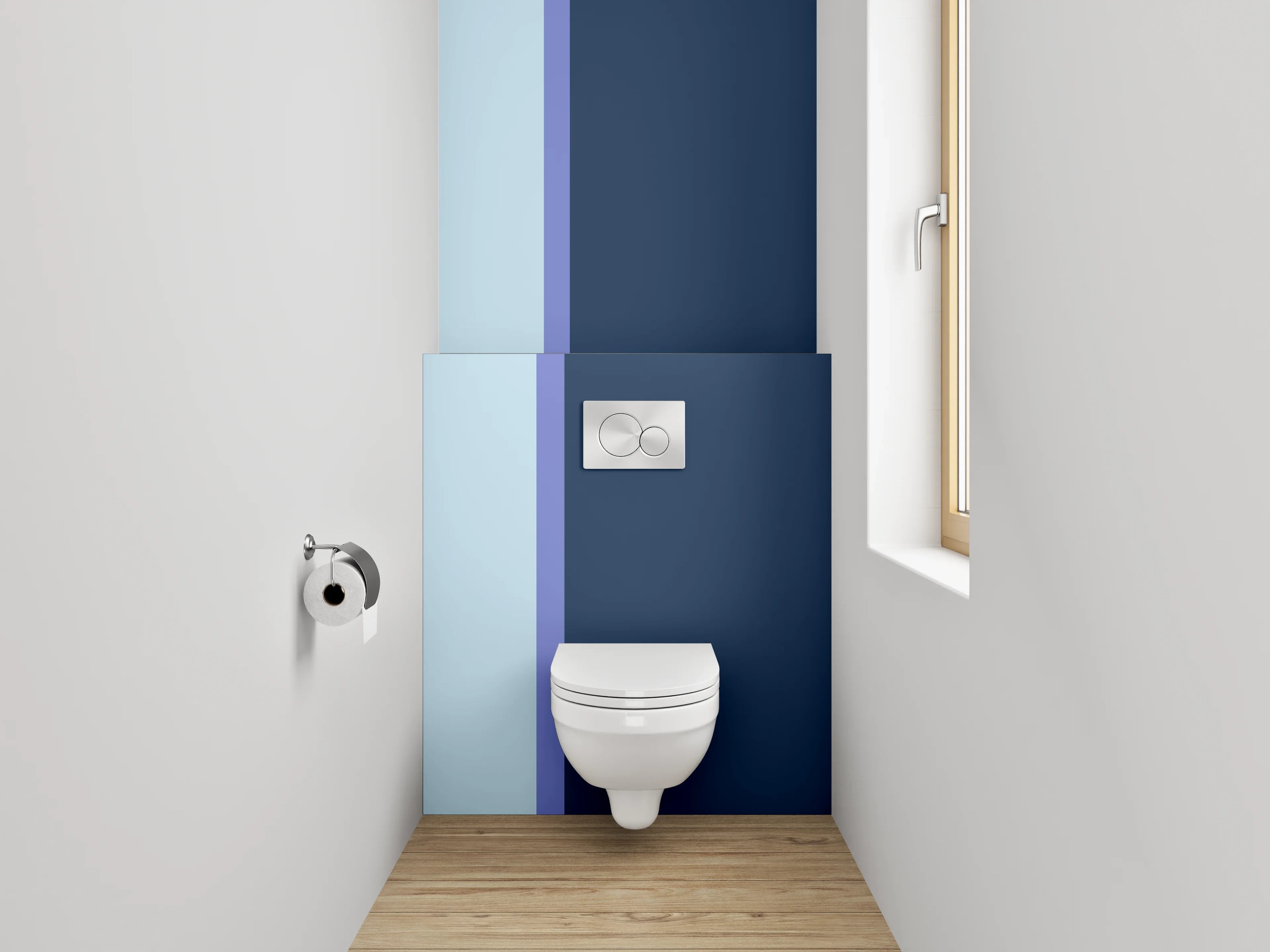 WC-Rückwand - Blau-Weiße Farbpalette, strukturierte Textur