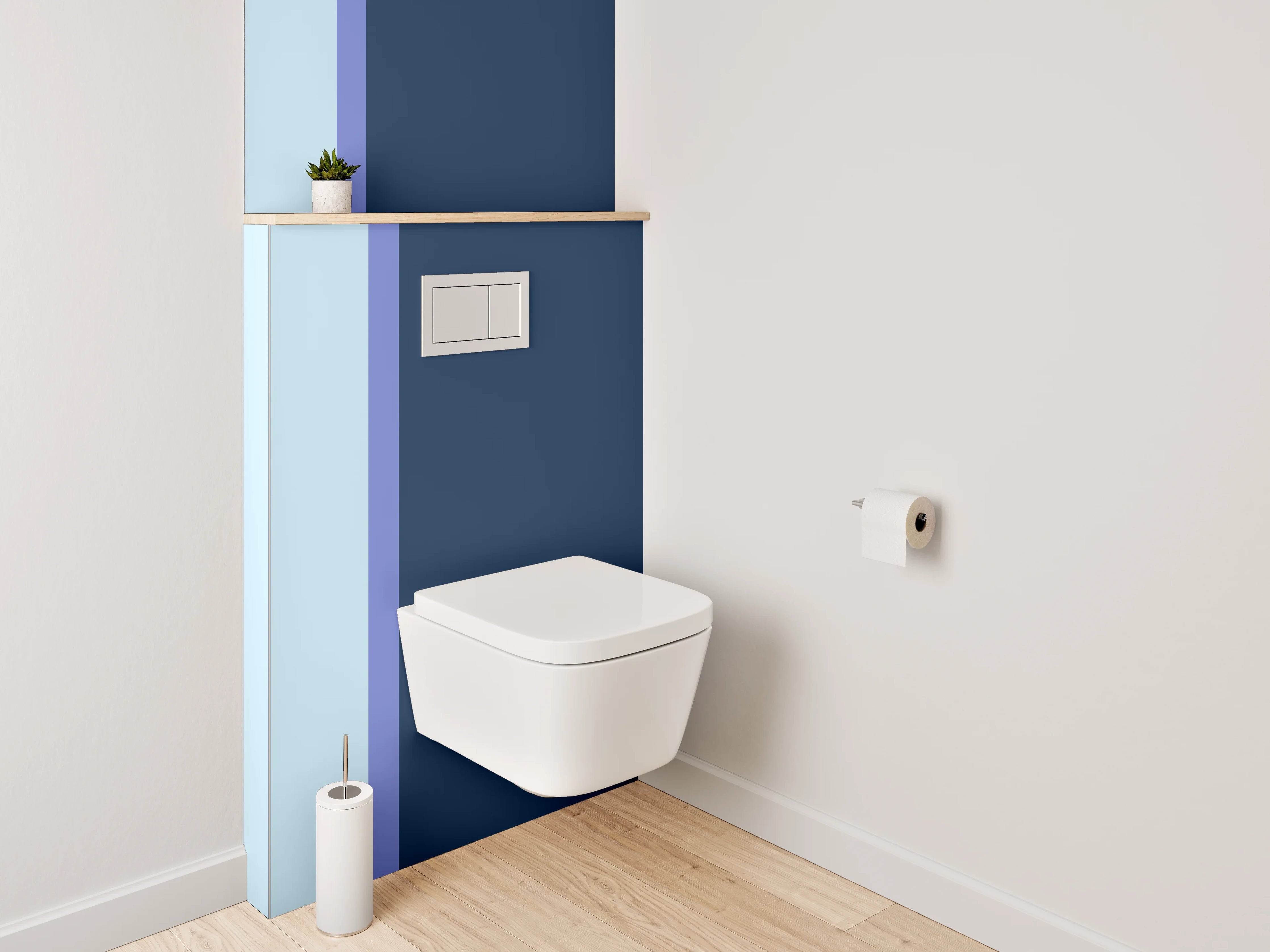 WC-Rückwand - Blau-Weiße Farbpalette, strukturierte Textur