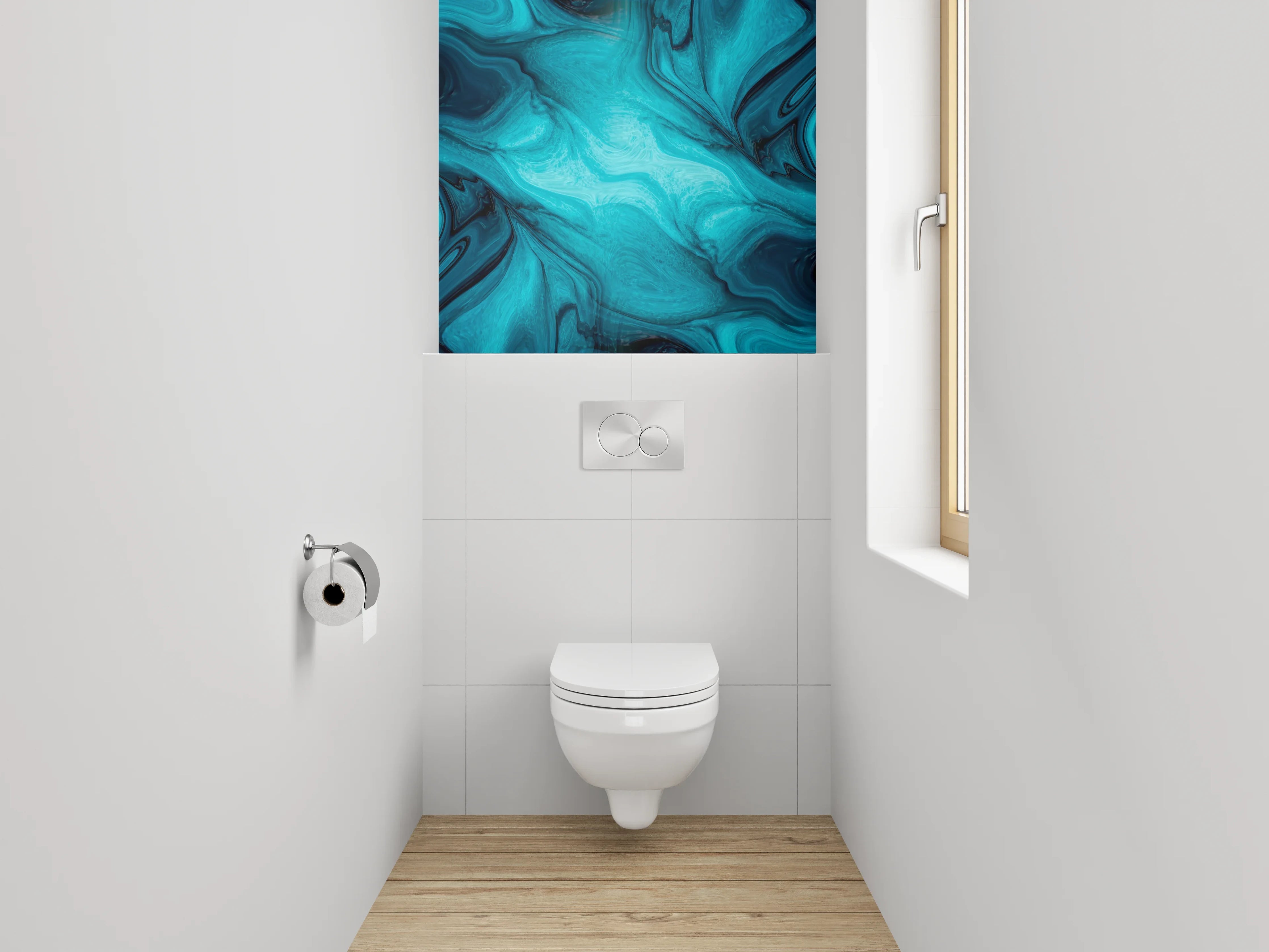 WC-Rückwand - Blau abstrakte Marmorstruktur