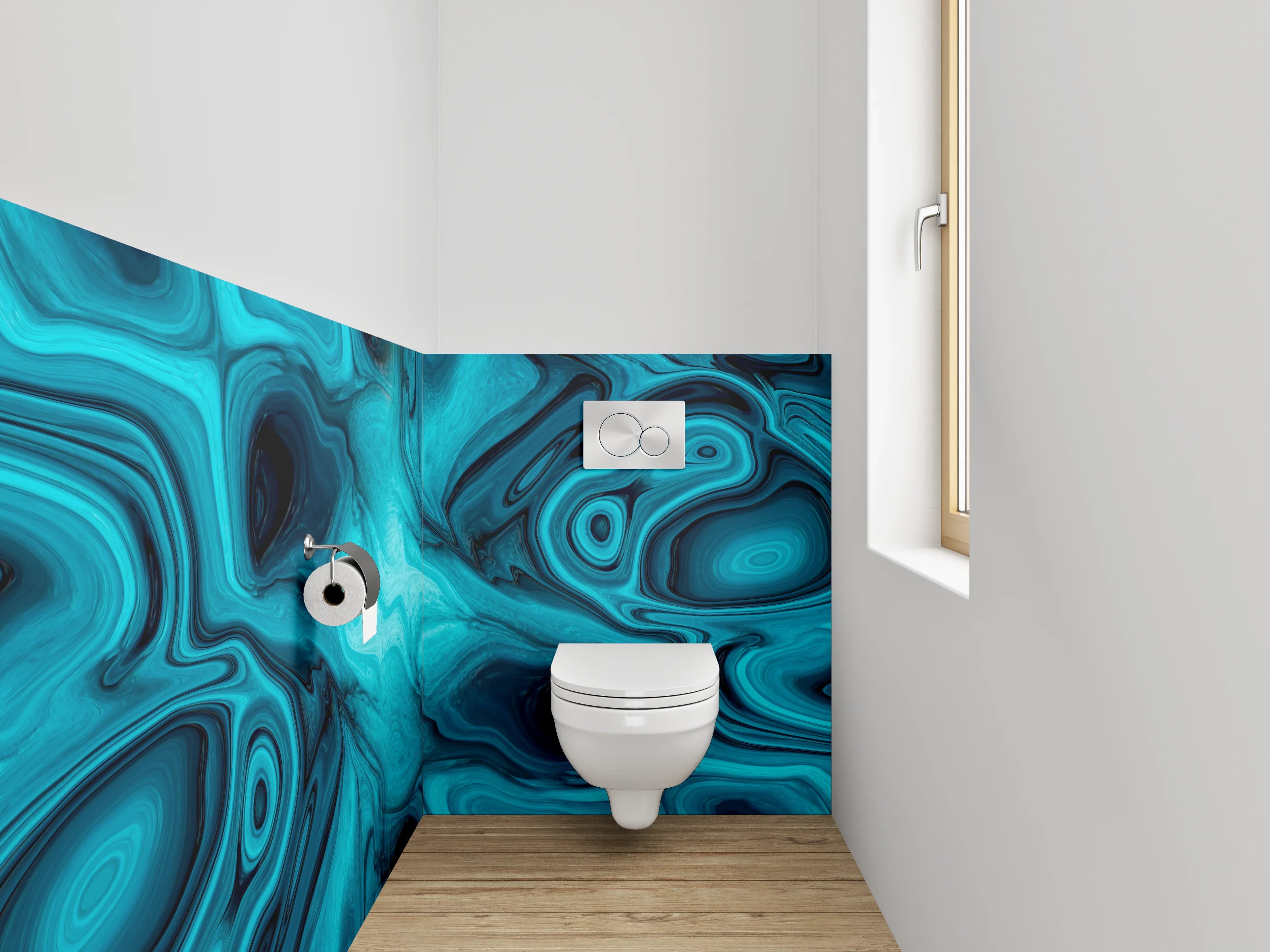 WC-Rückwand - Blau abstrakte Marmorstruktur