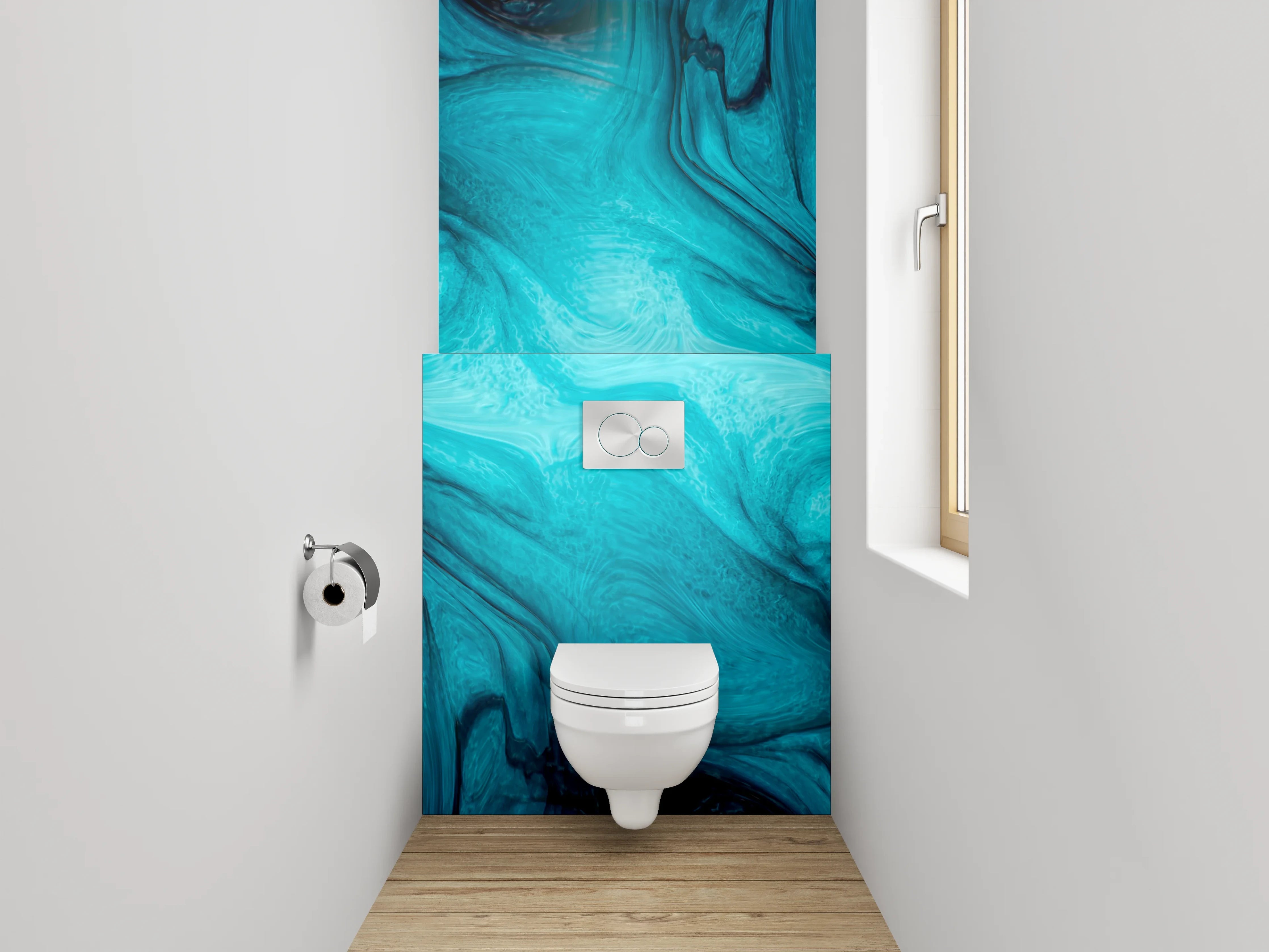 WC-Rückwand - Blau abstrakte Marmorstruktur
