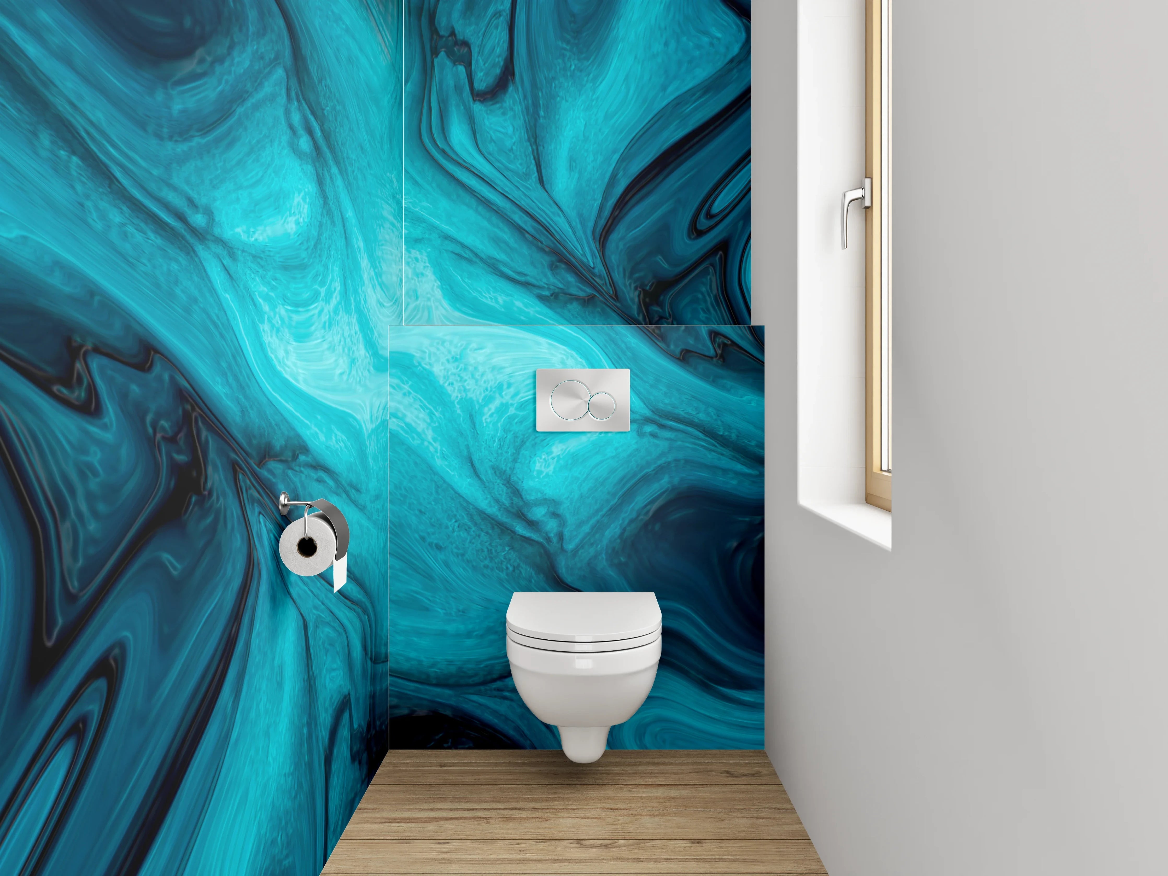 WC-Rückwand - Blau abstrakte Marmorstruktur