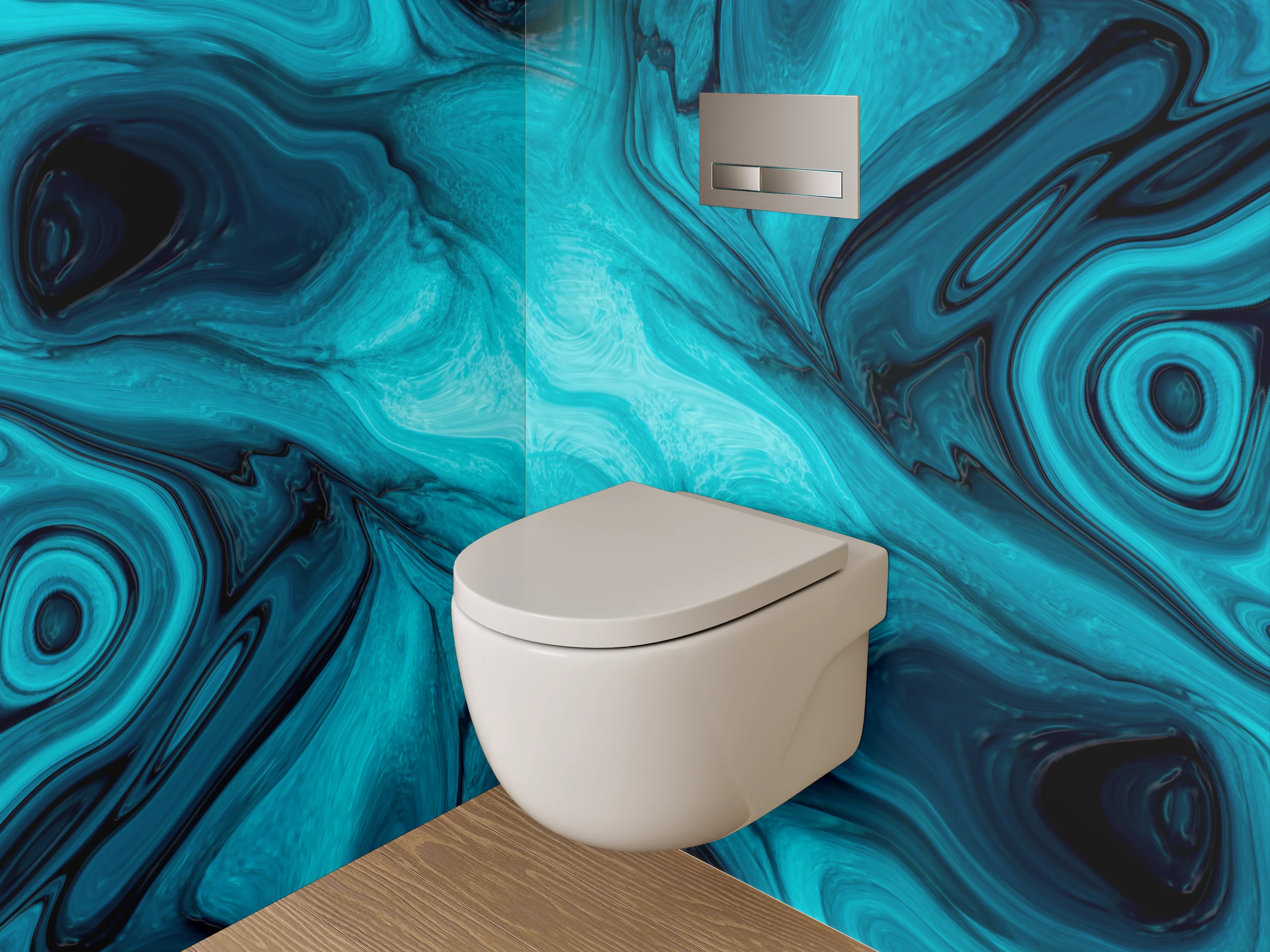 WC-Rückwand - Blau abstrakte Marmorstruktur