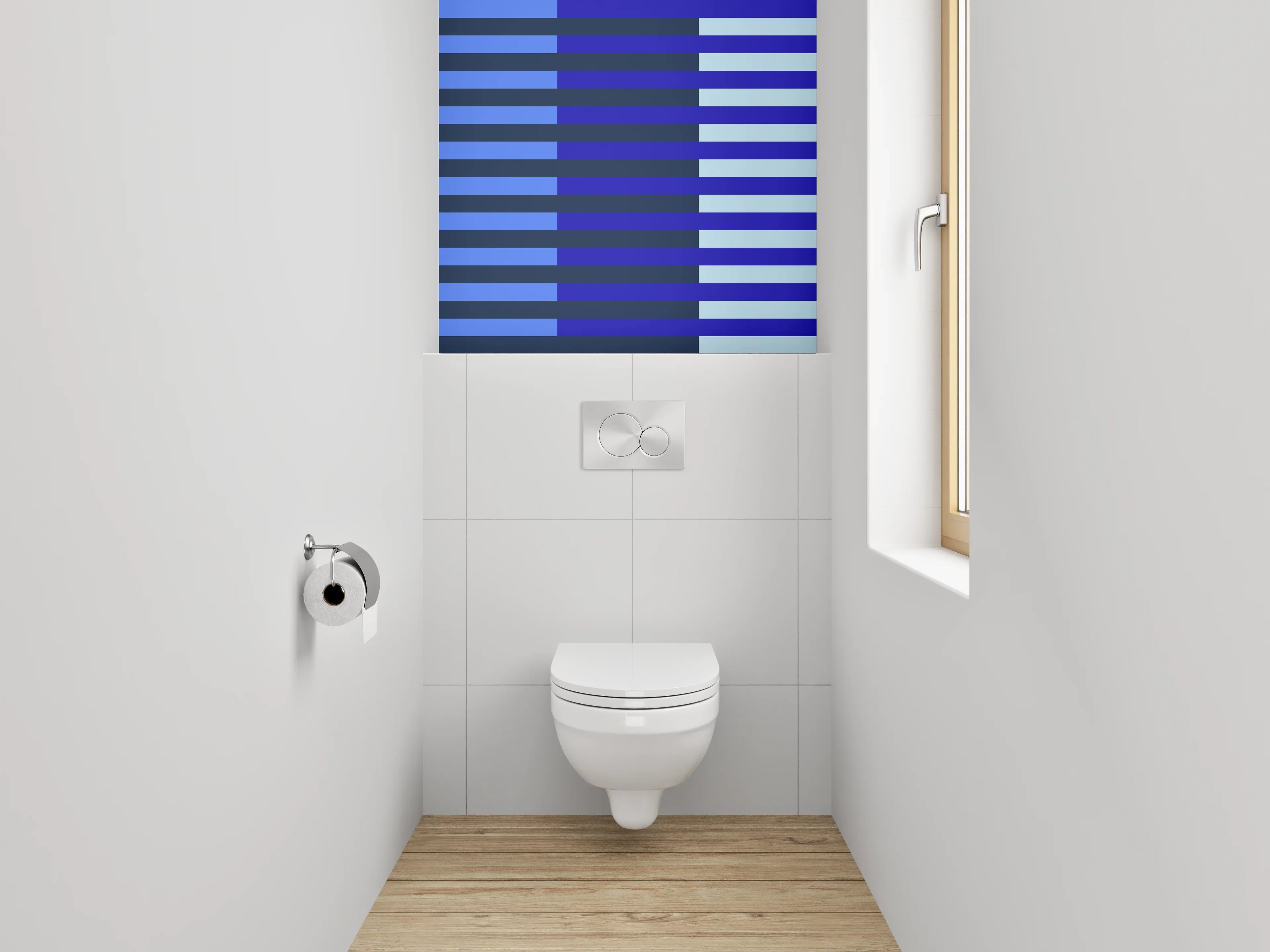WC-Rückwand - Blau gestreiftes Abstract-Muster modern