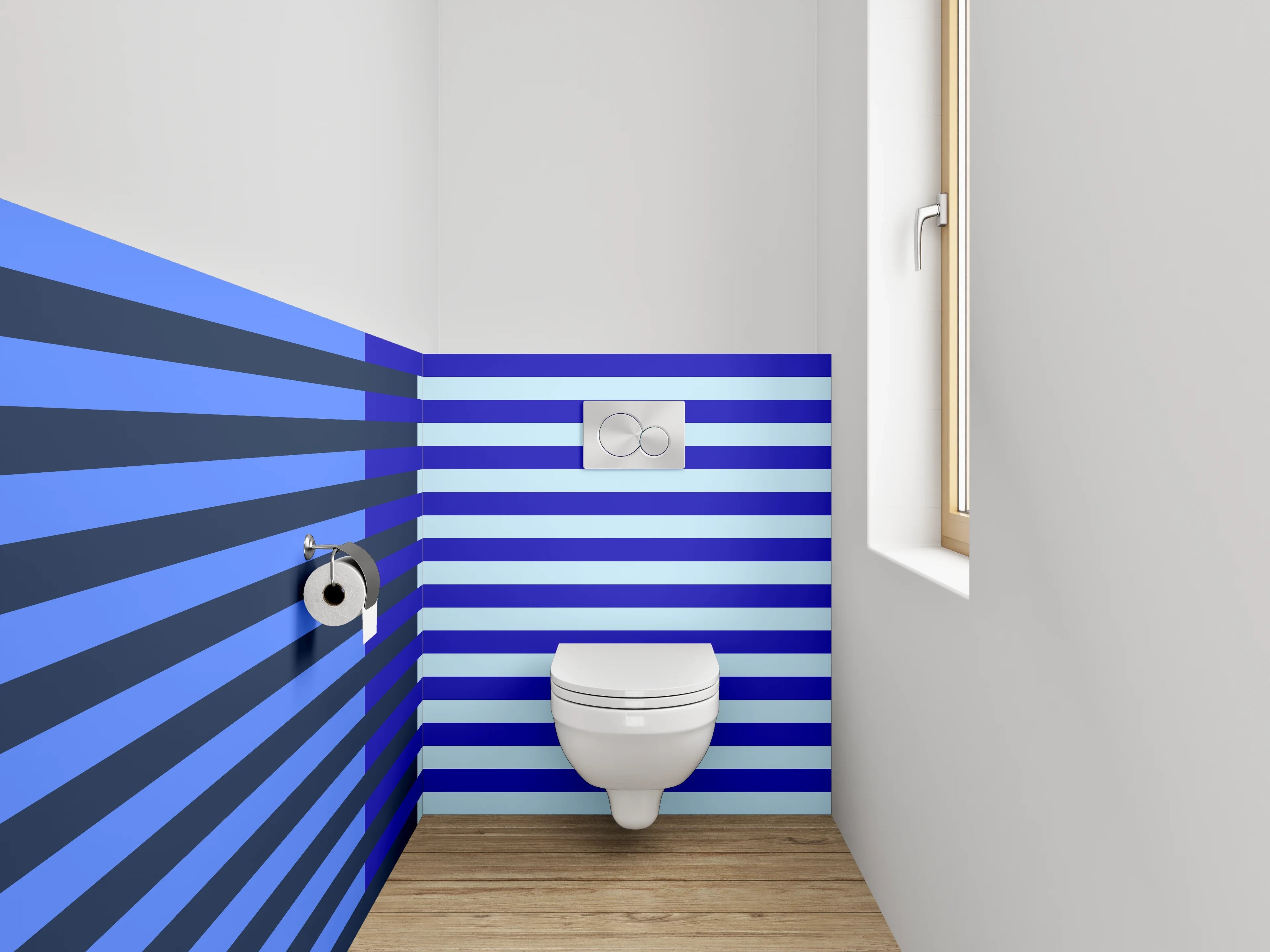 WC-Rückwand - Blau gestreiftes Abstract-Muster modern