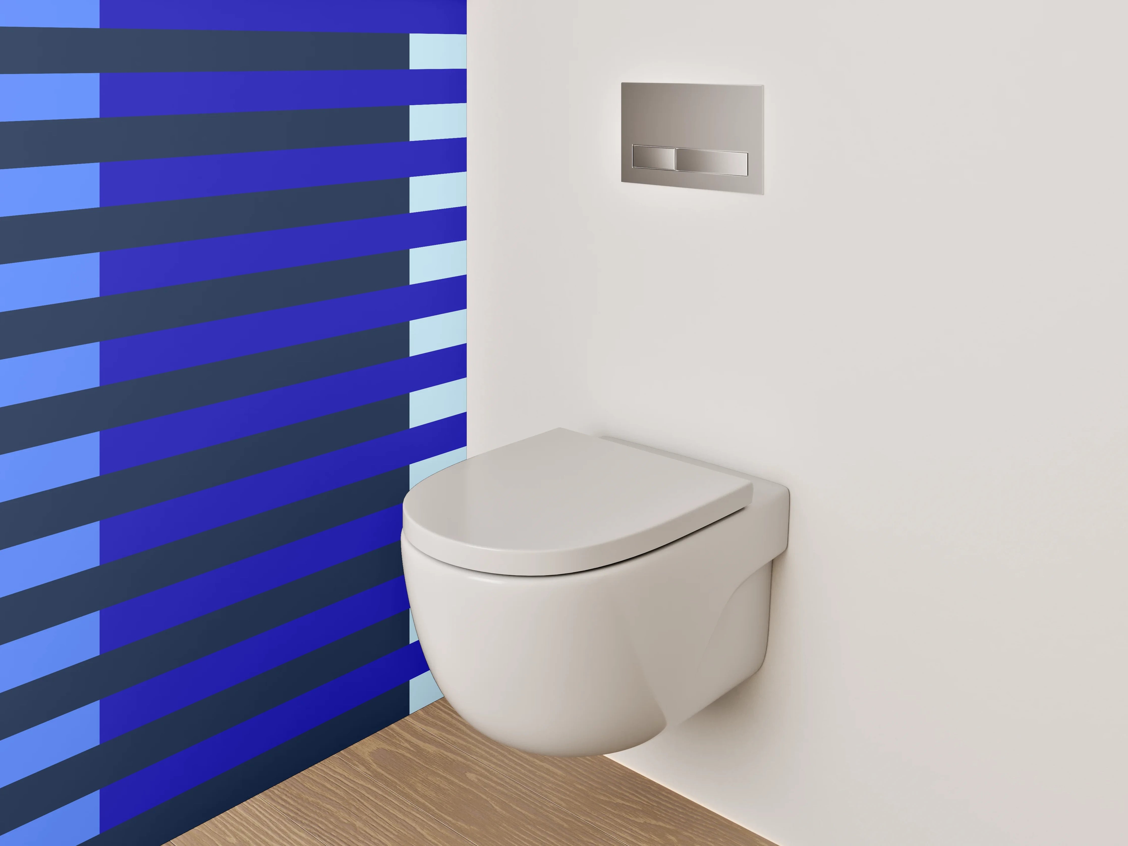 WC-Rückwand - Blau gestreiftes Abstract-Muster modern