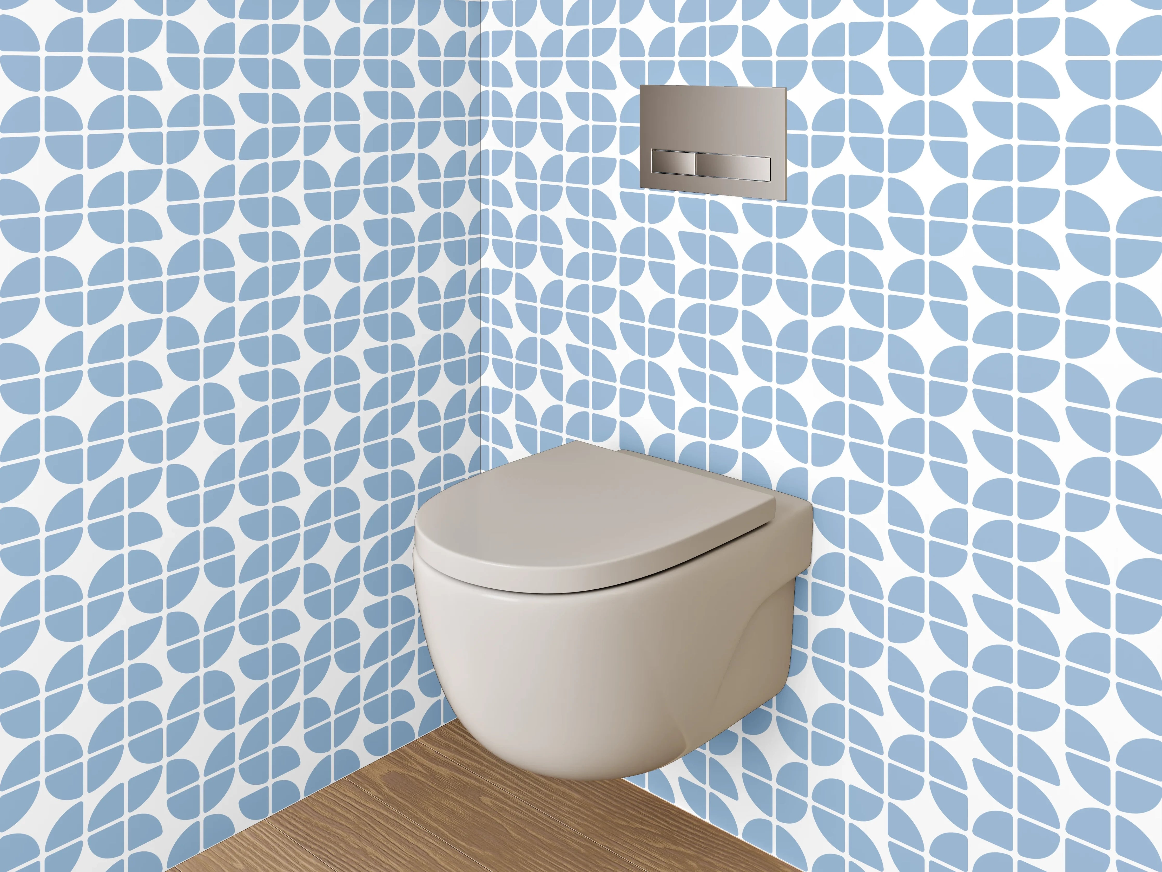 WC-Rückwand - Blau-weißes geometrisches Mosaik Muster