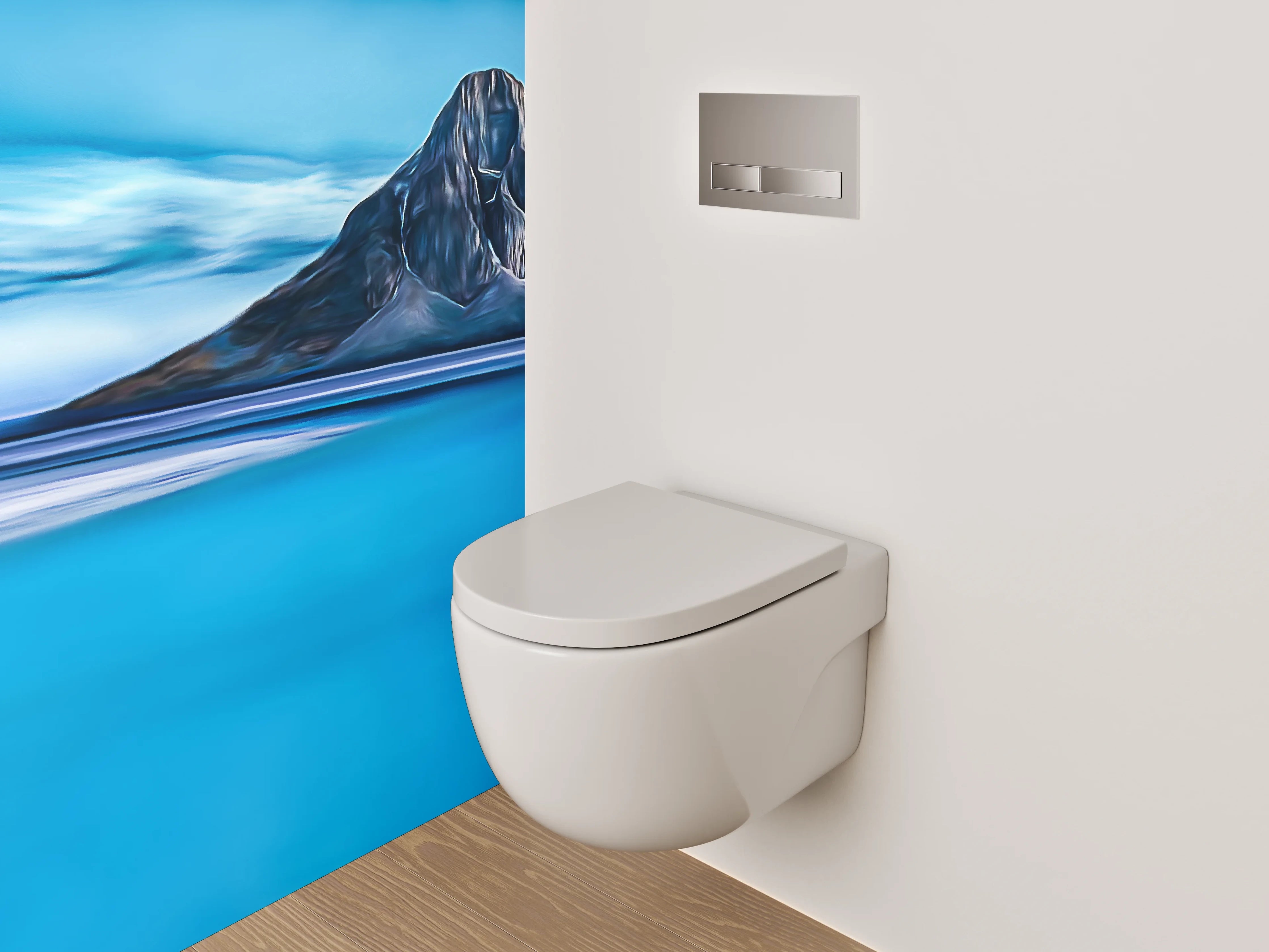 WC-Rückwand - Blaue Berglandschaft Kunstmotiv