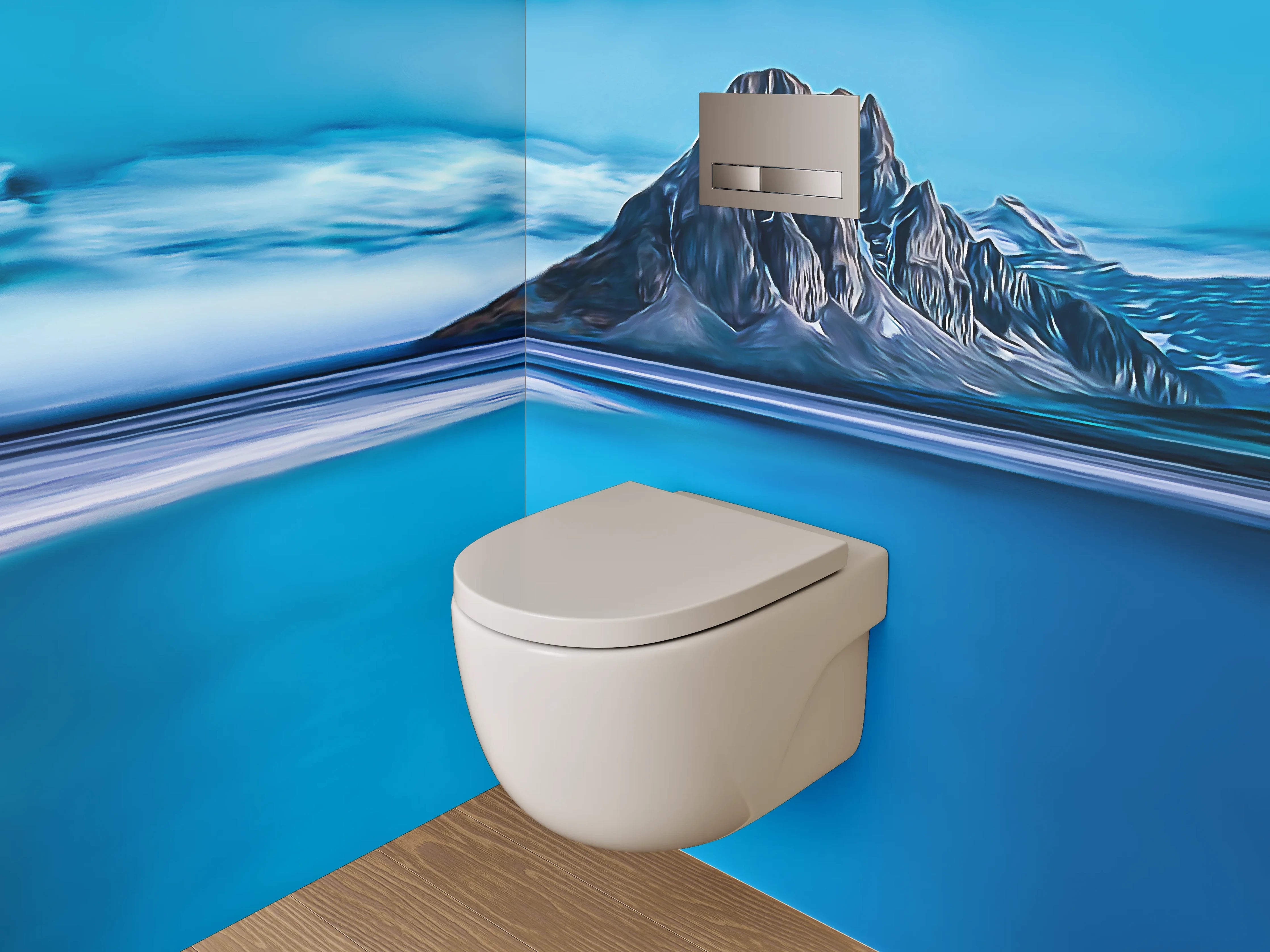 WC-Rückwand - Blaue Berglandschaft Kunstmotiv