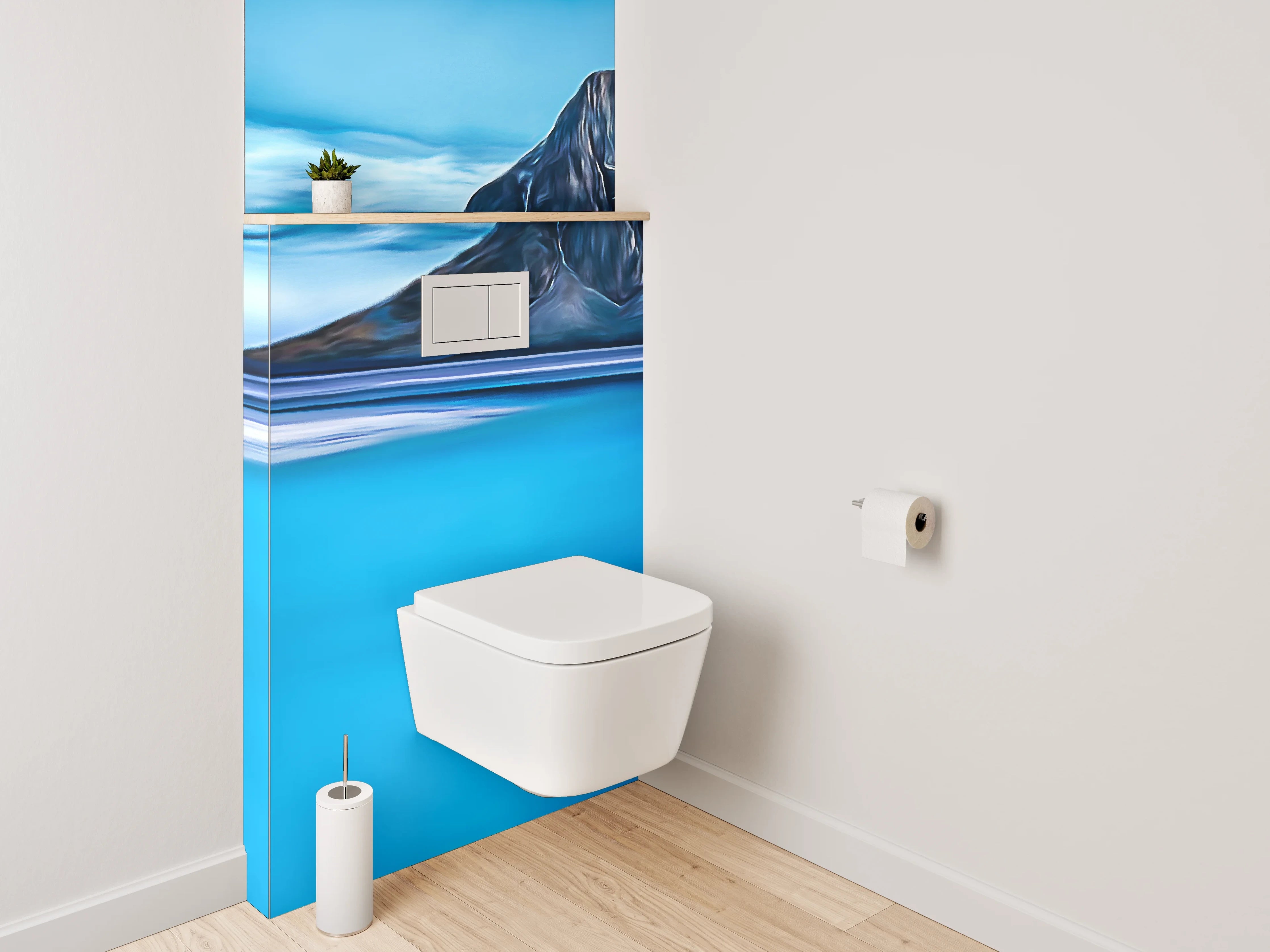 WC-Rückwand - Blaue Berglandschaft Kunstmotiv