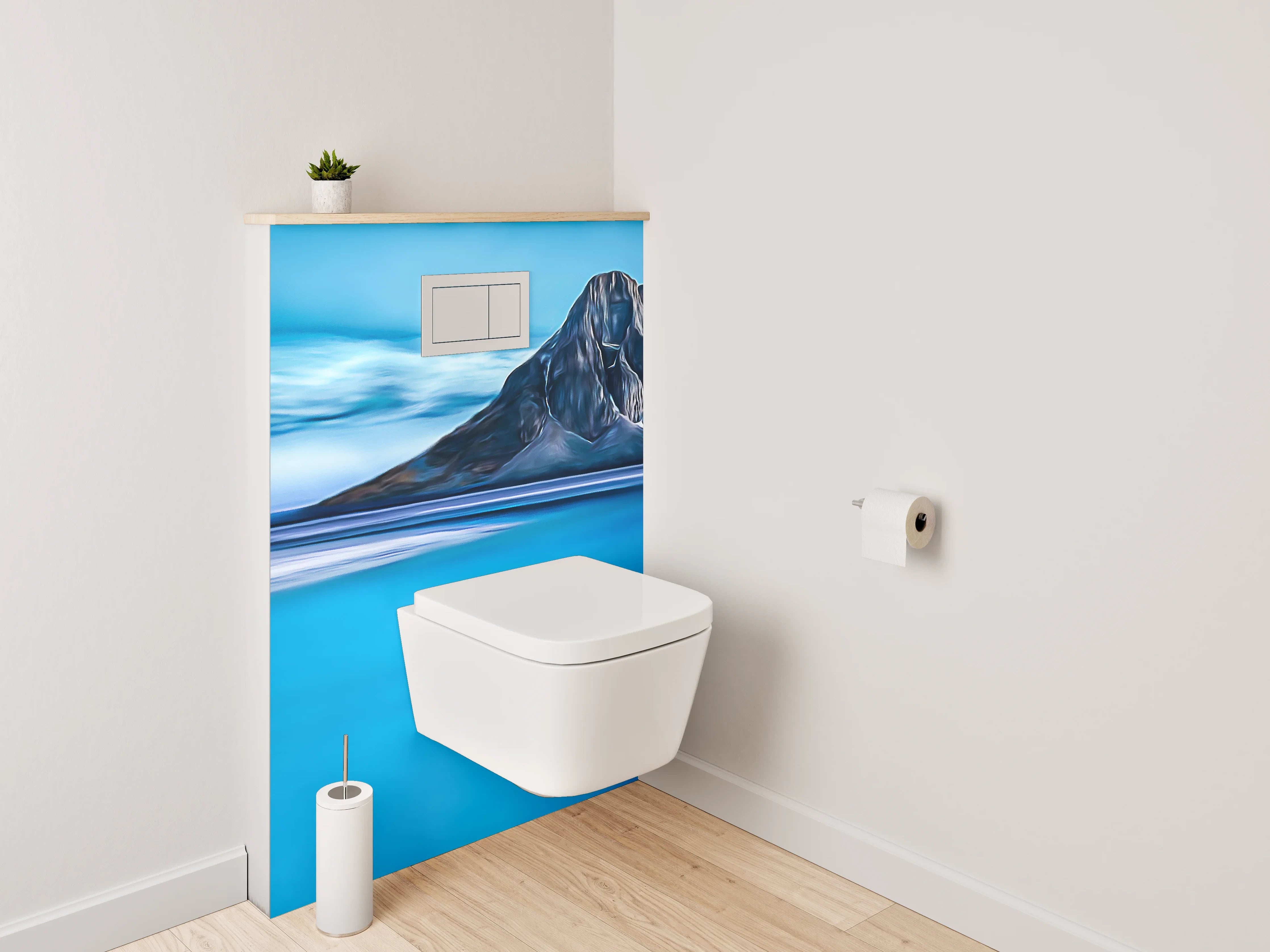 WC-Rückwand - Blaue Berglandschaft Kunstmotiv