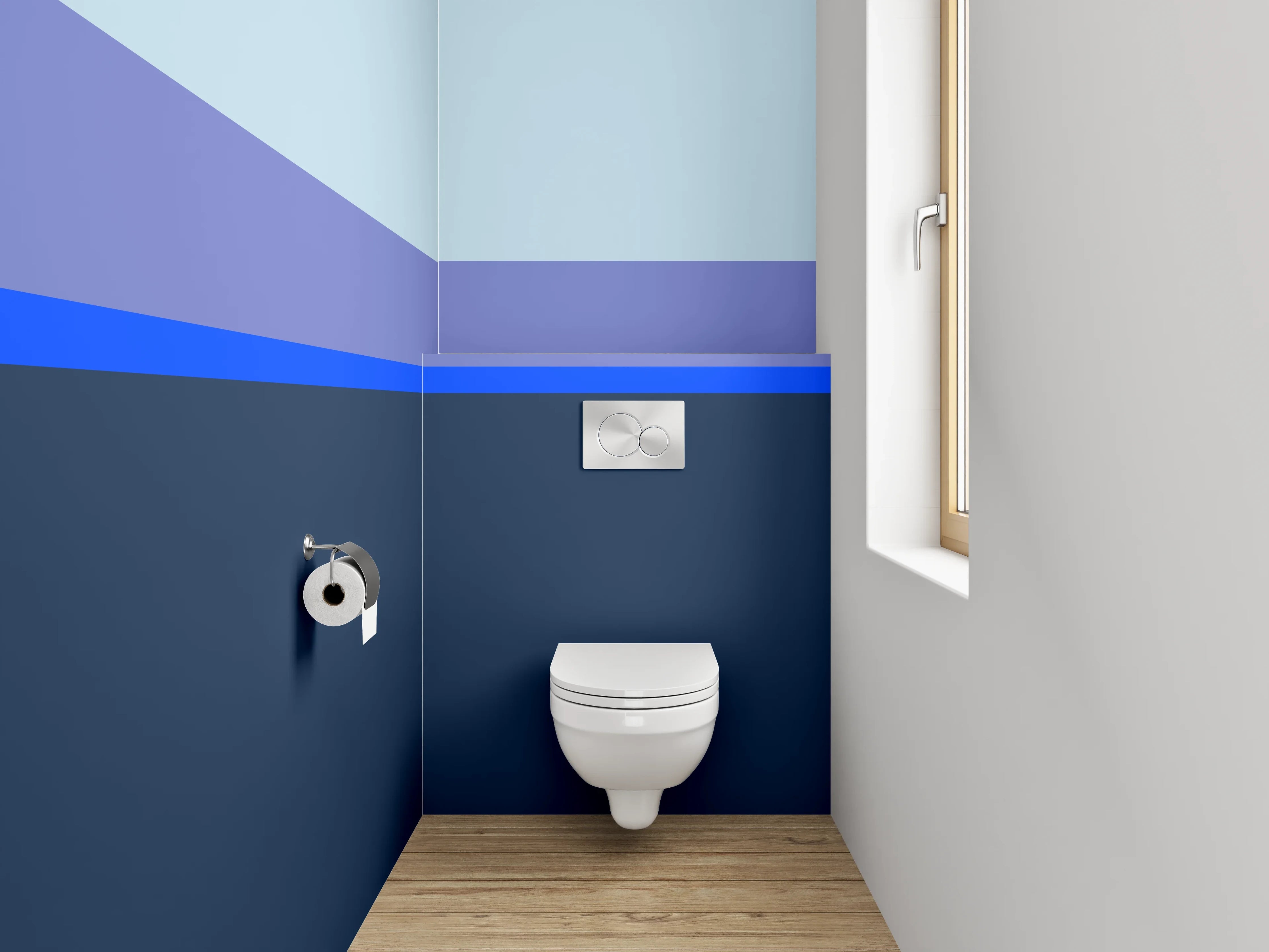 WC-Rückwand - Blaue Farbverläufe mit Himmelstönen