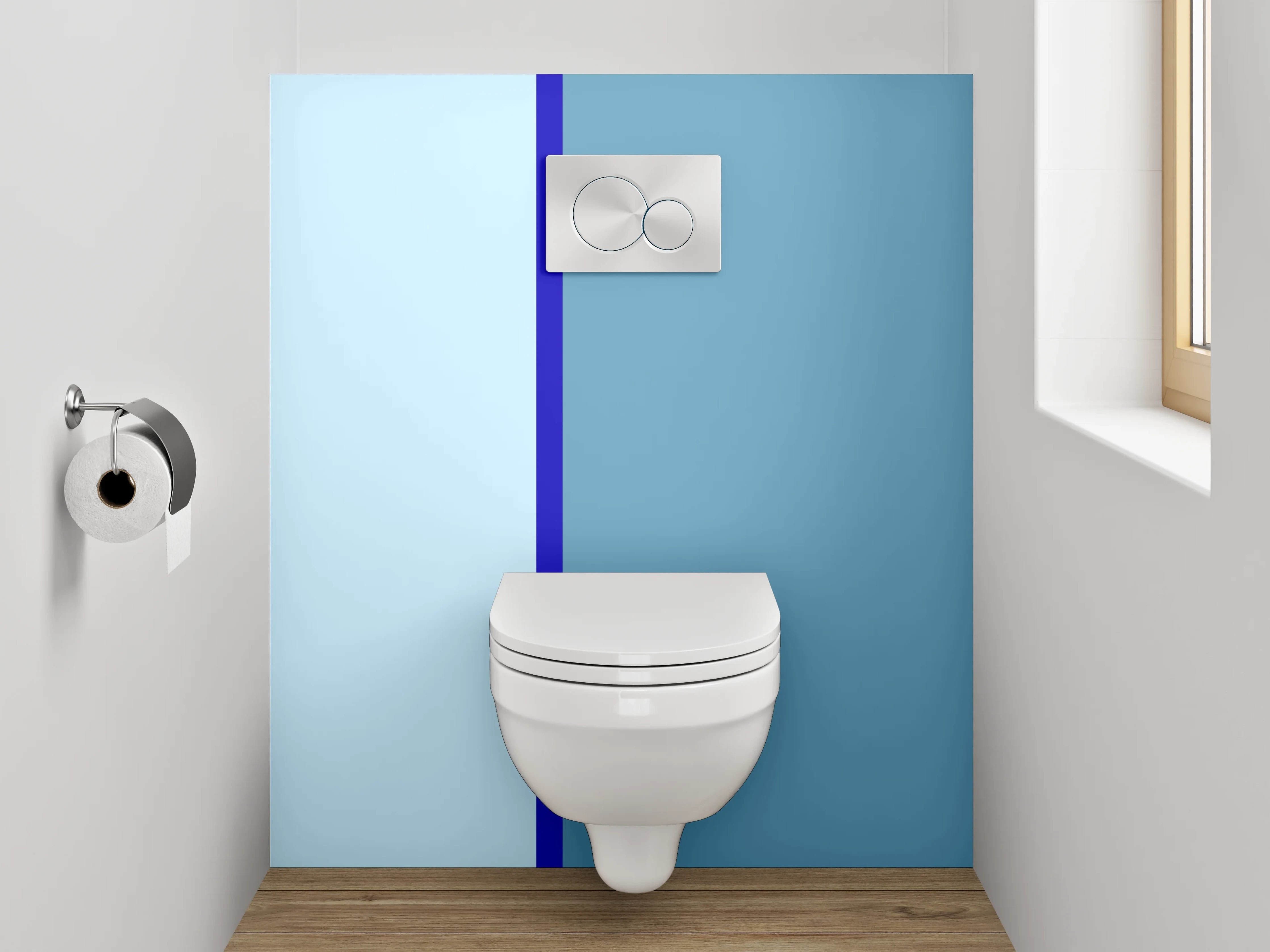 WC-Rückwand - Blaue Farbverläufe mit dunklerem Akzent
