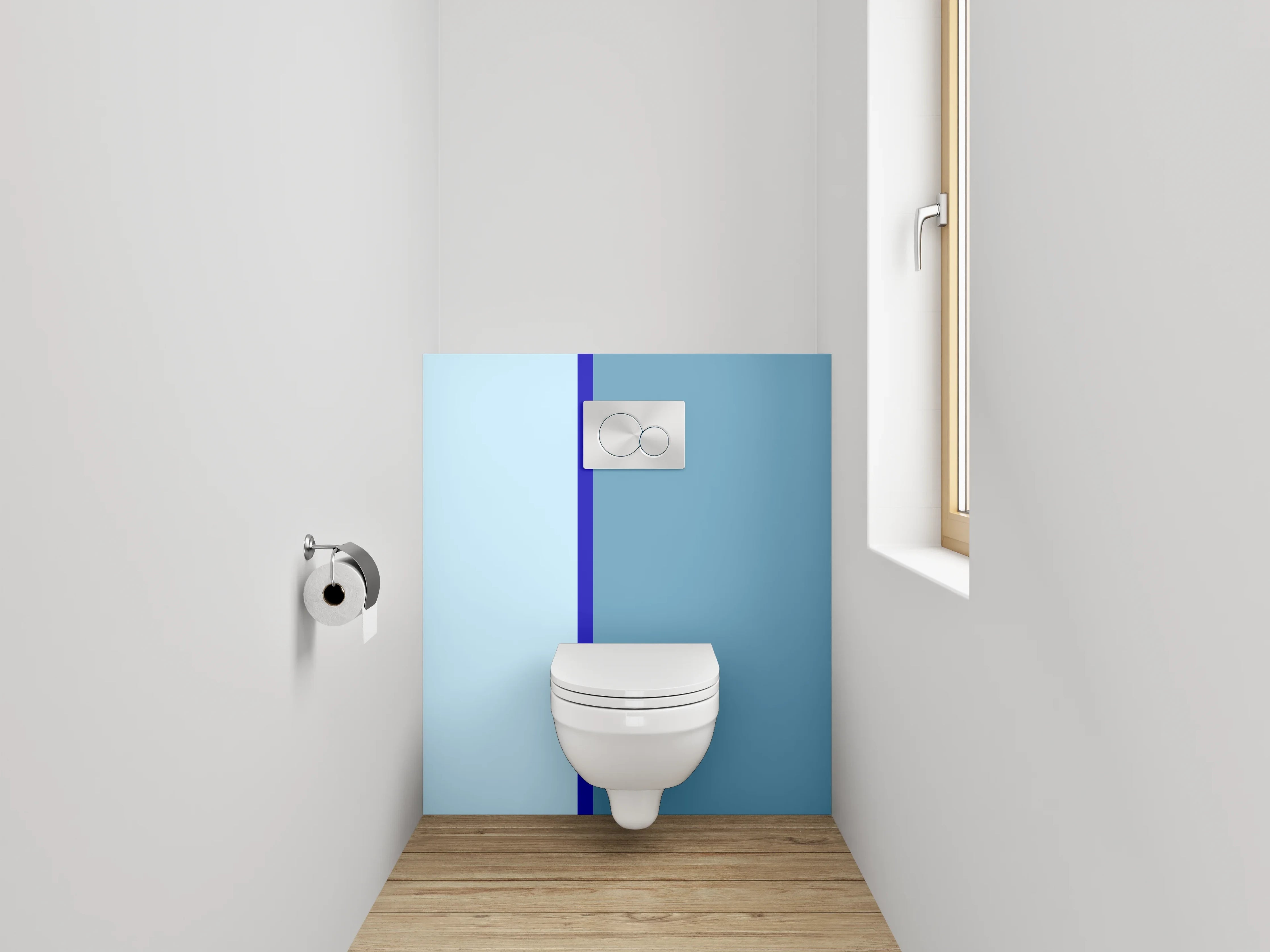 WC-Rückwand - Blaue Farbverläufe mit dunklerem Akzent