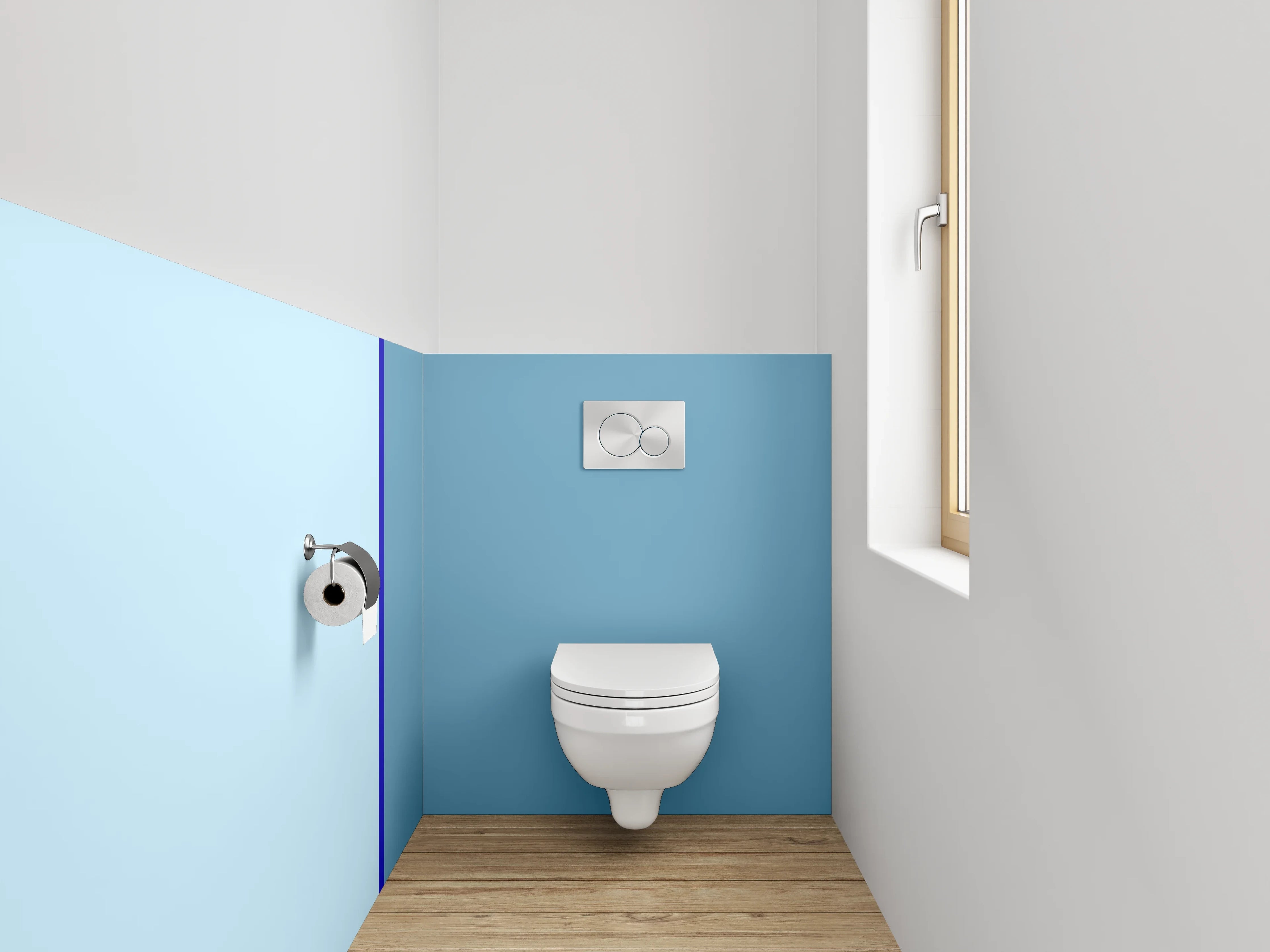 WC-Rückwand - Blaue Farbverläufe mit dunklerem Akzent