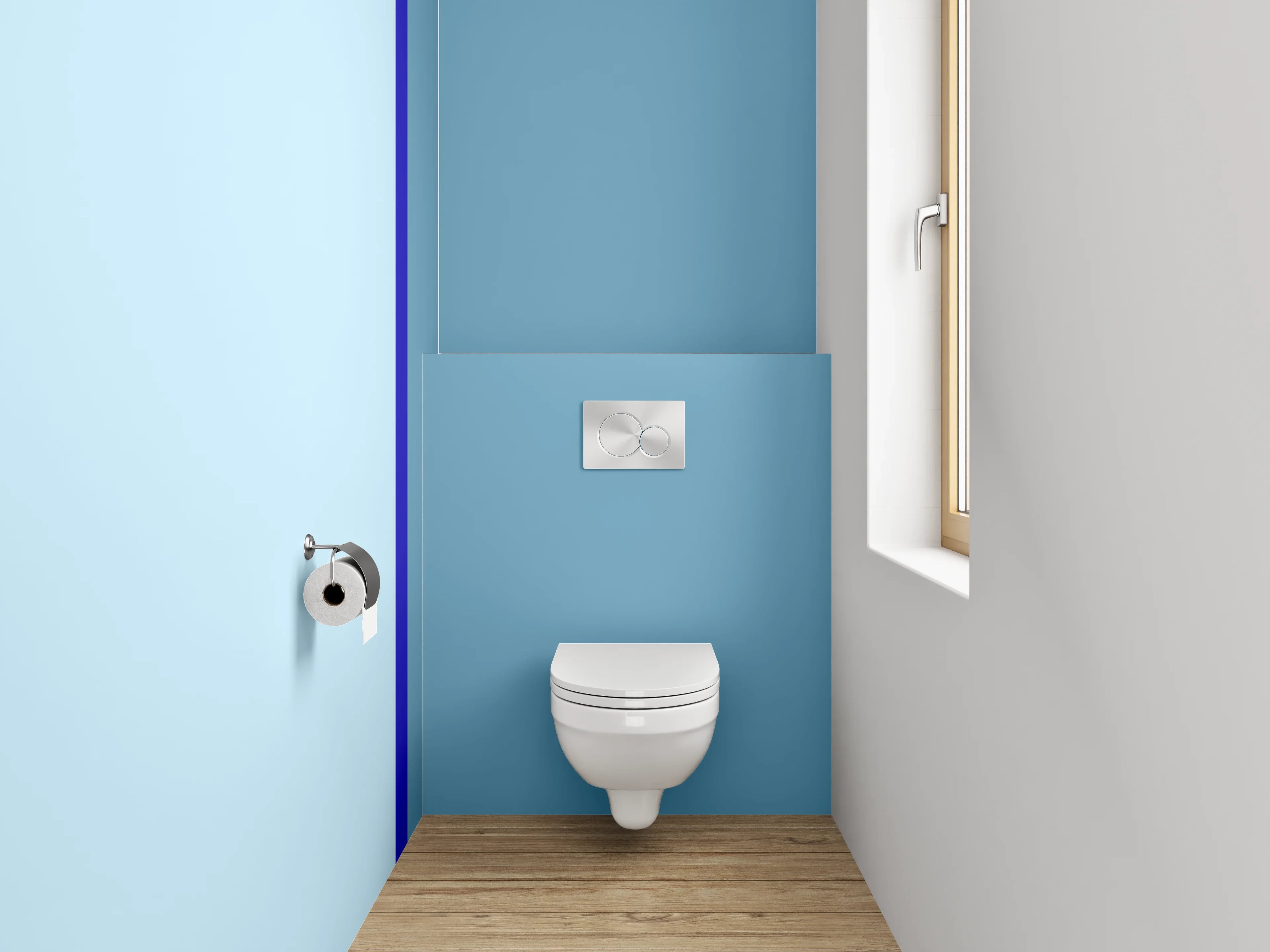 WC-Rückwand - Blaue Farbverläufe mit dunklerem Akzent