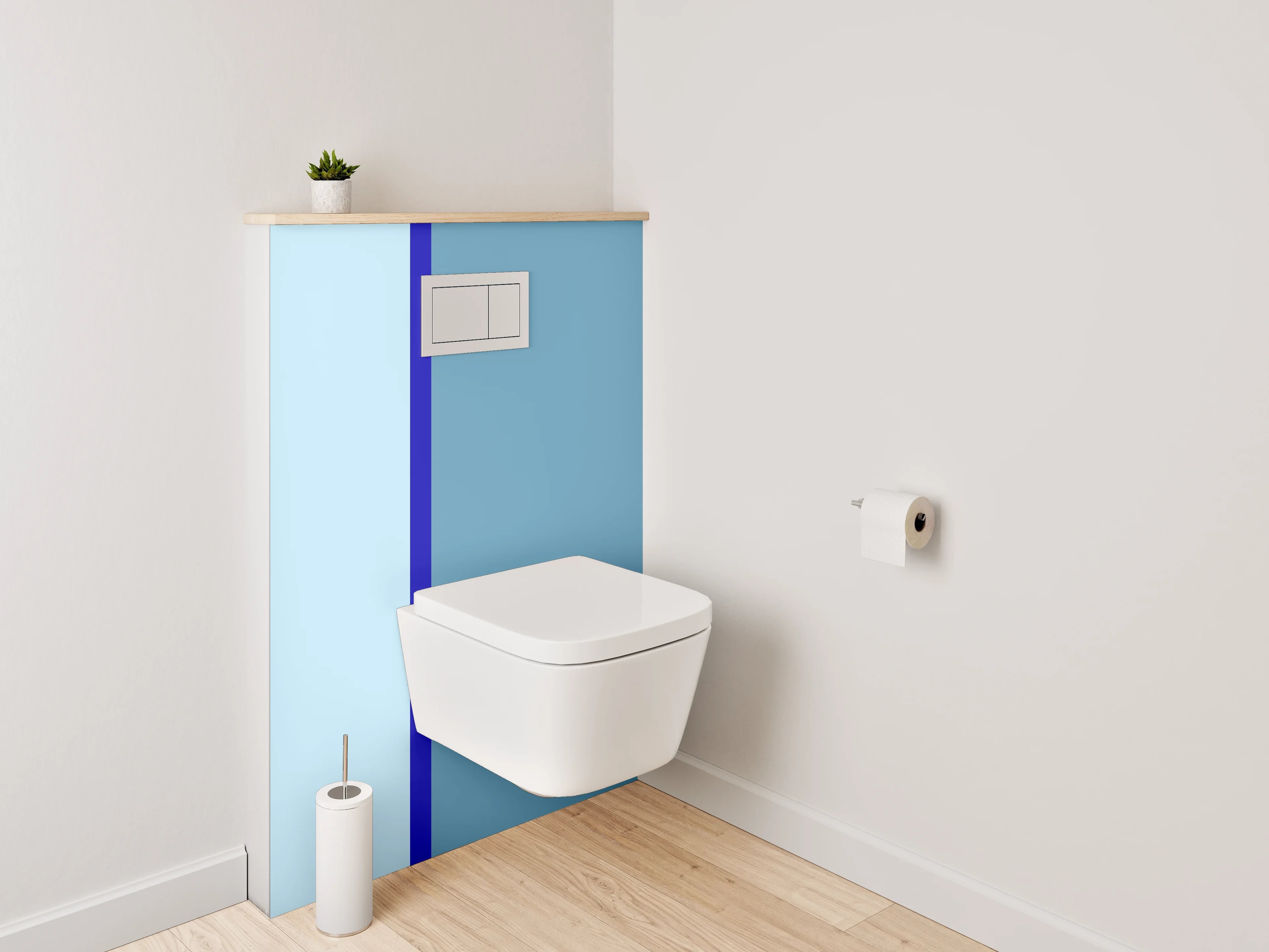 WC-Rückwand - Blaue Farbverläufe mit dunklerem Akzent