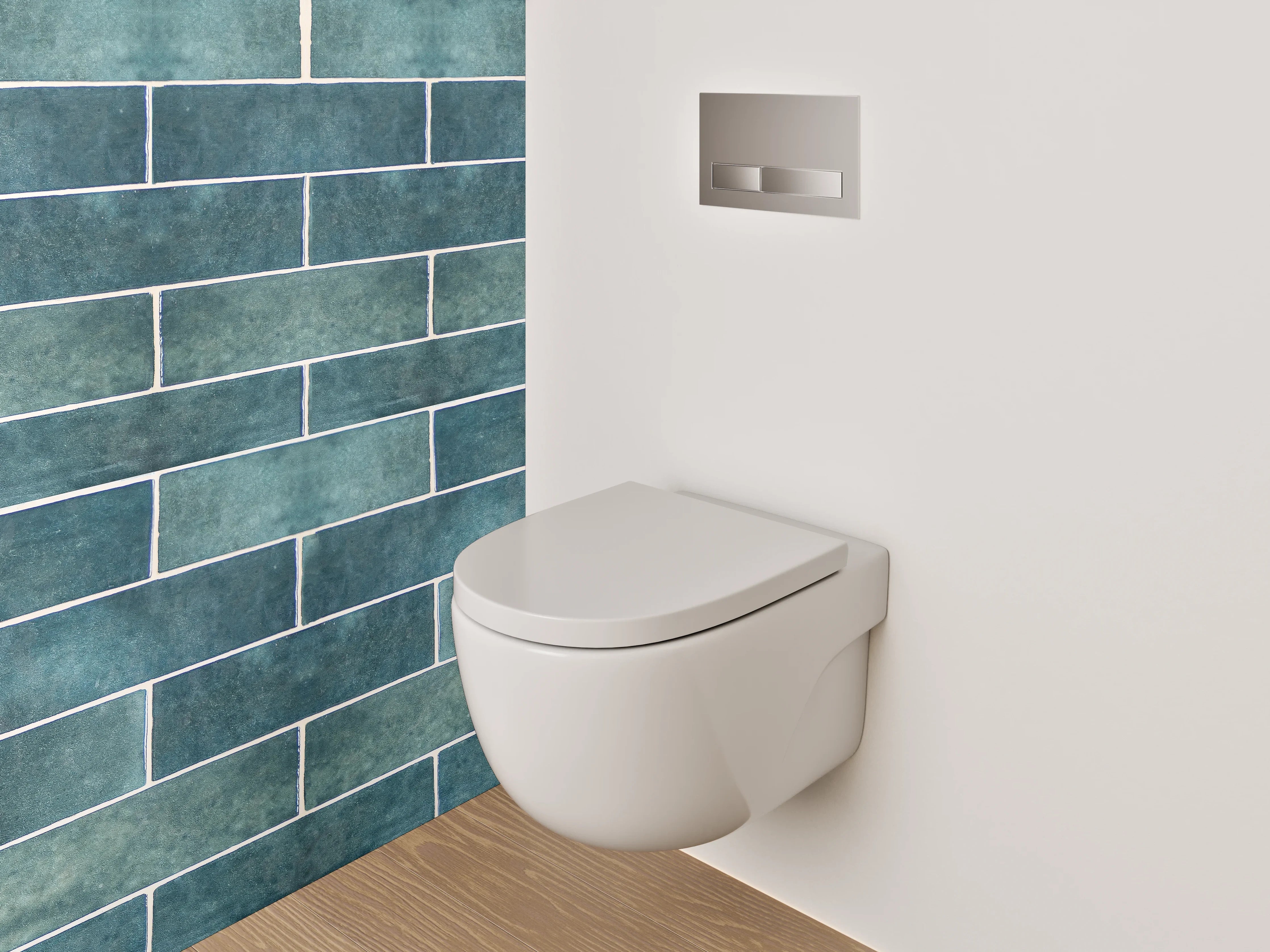 WC-Rückwand - Blaue Fliesenwand Retro-Design