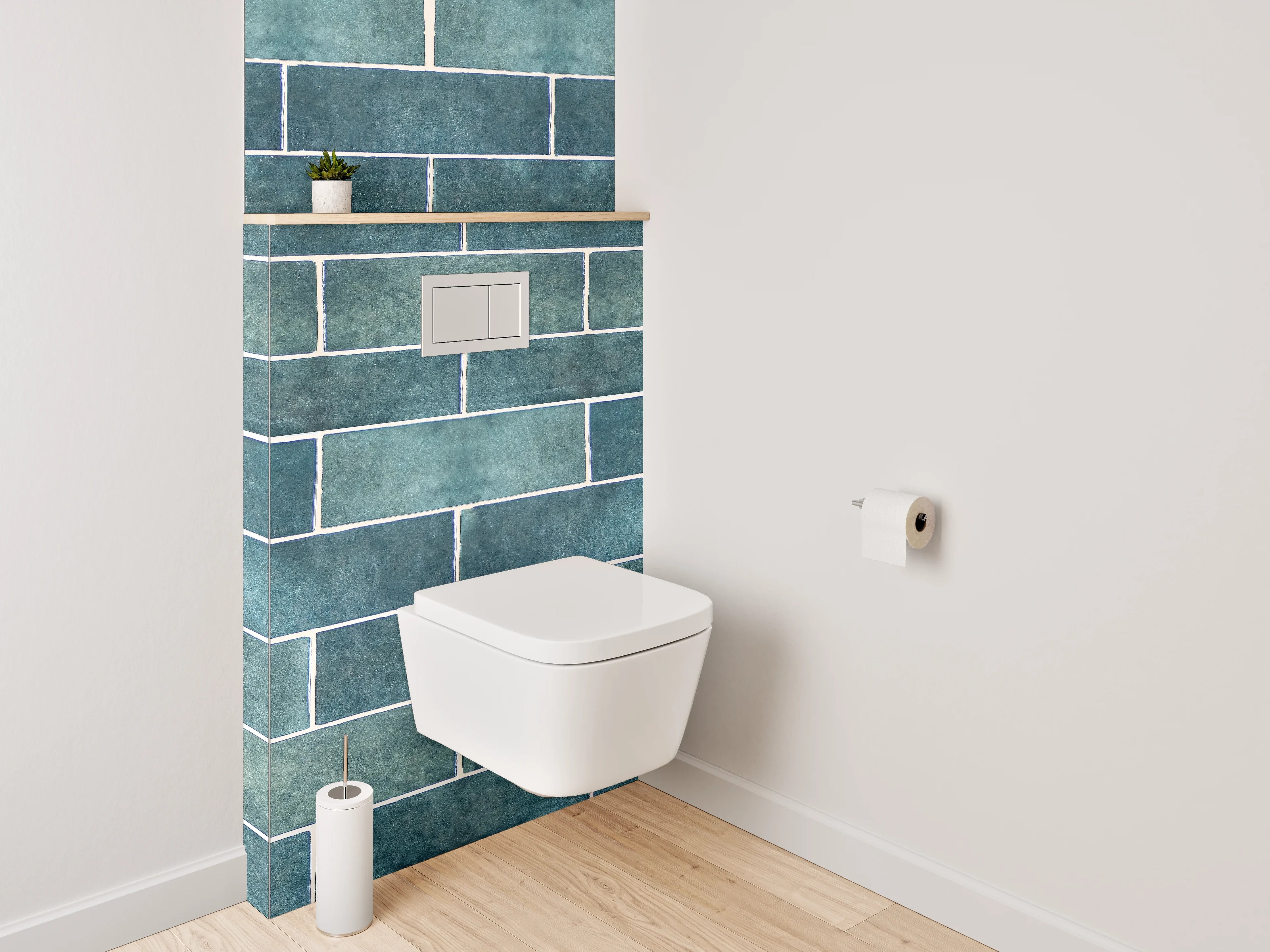 WC-Rückwand - Blaue Fliesenwand Retro-Design