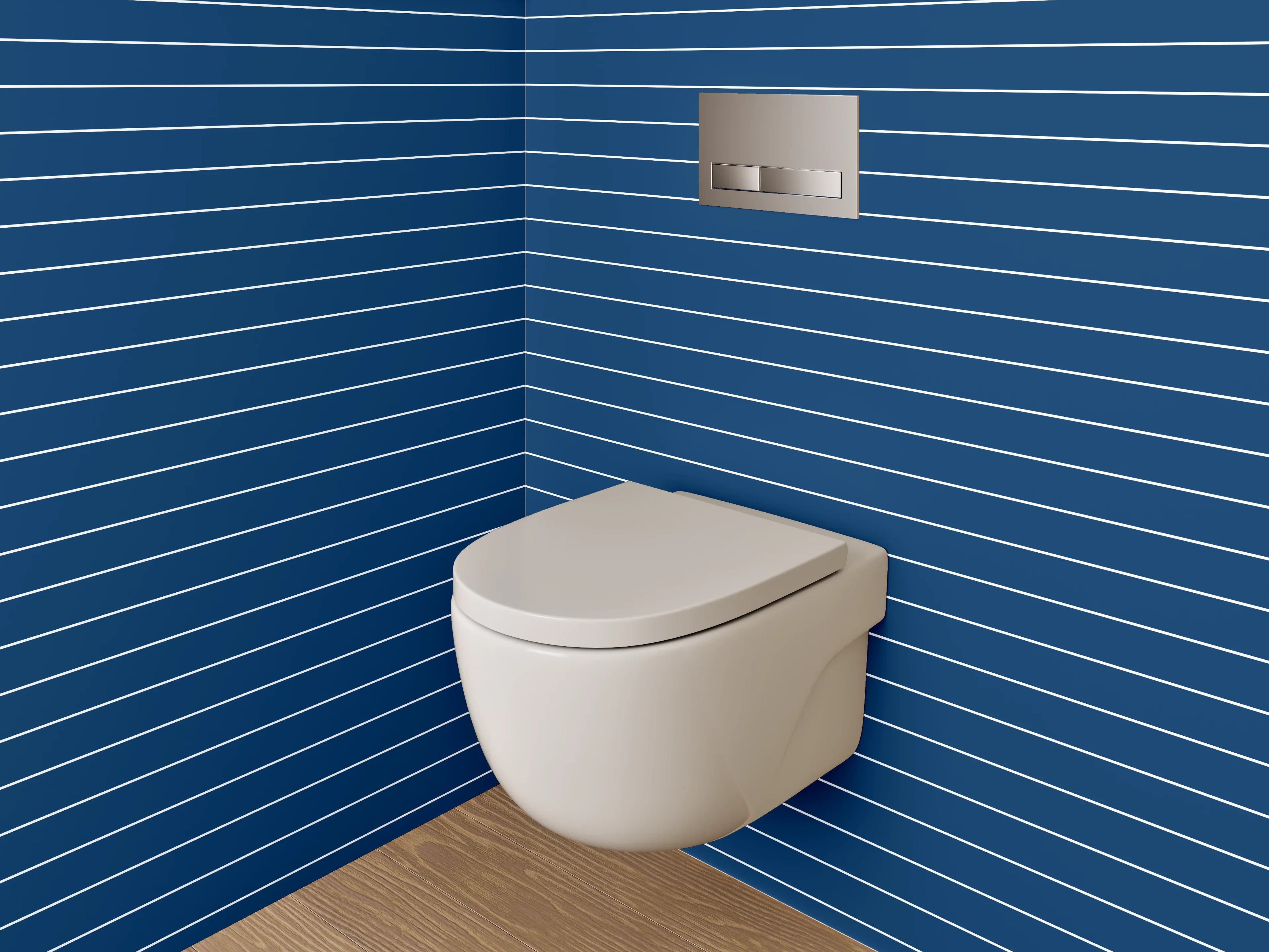 WC-Rückwand - Blaue Linien auf dunklem Hintergrund