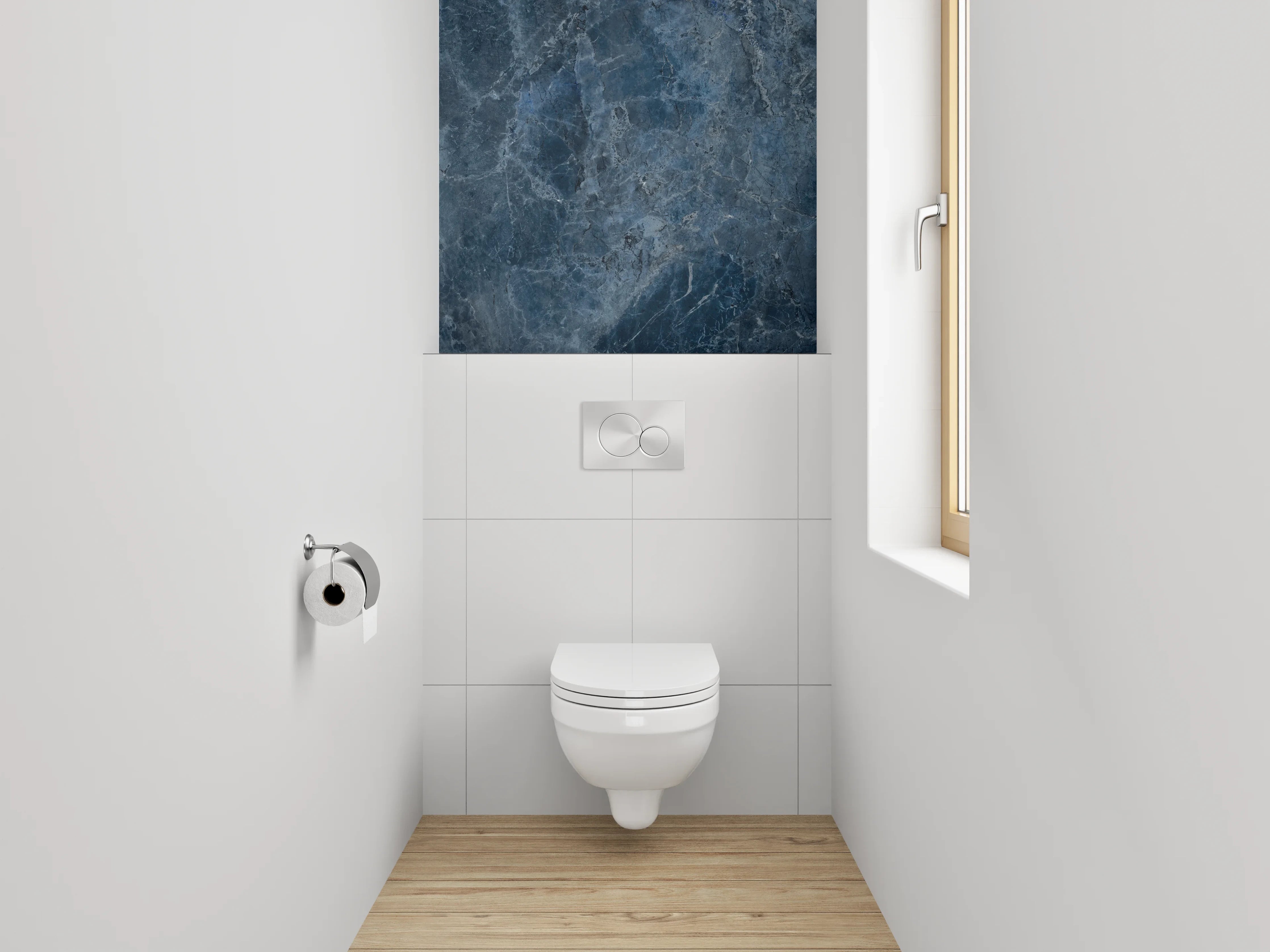 WC-Rückwand - Blaue Marmor-Textur