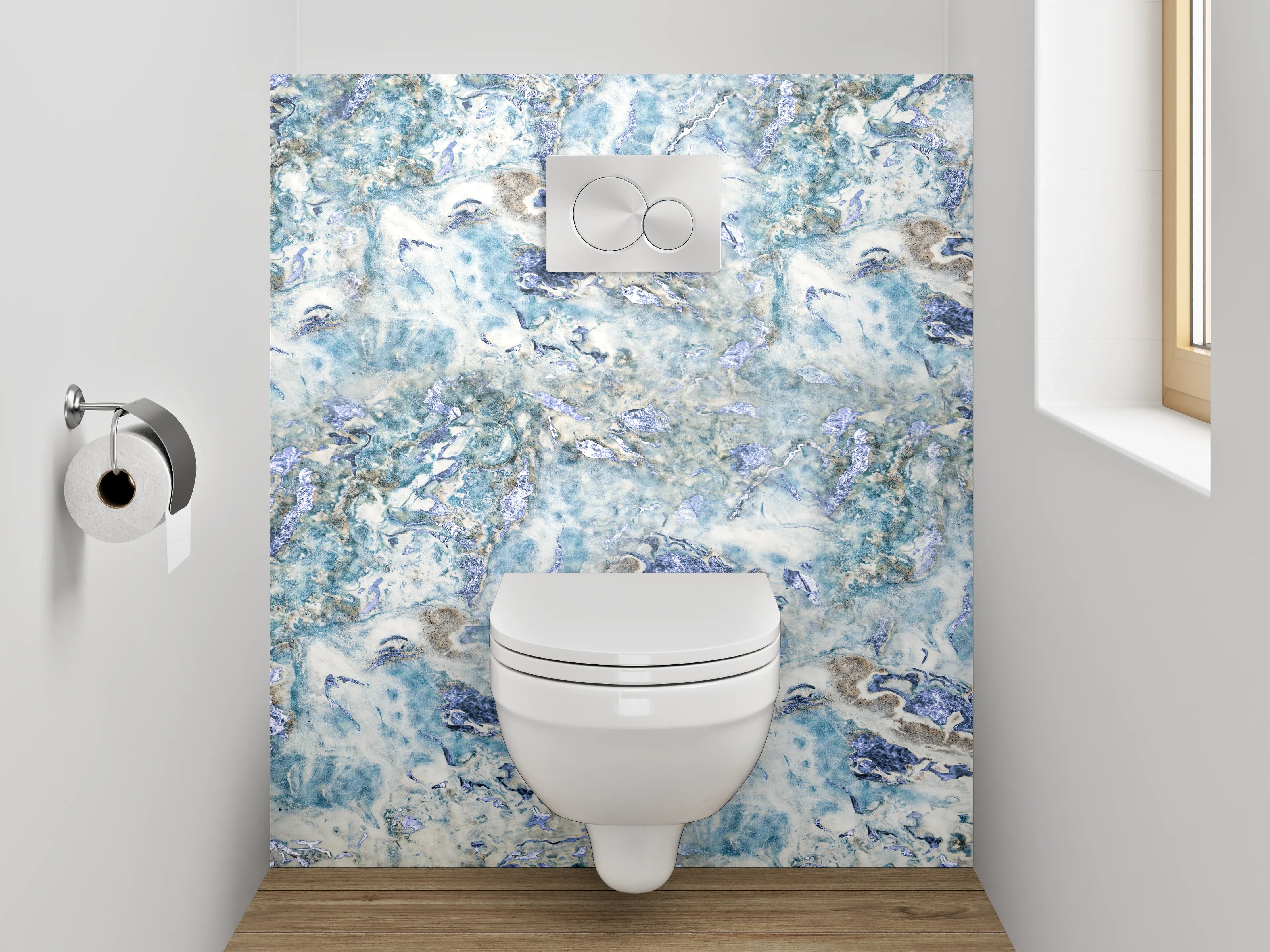 WC-Rückwand - Blaue Marmorstruktur – Modernes Design