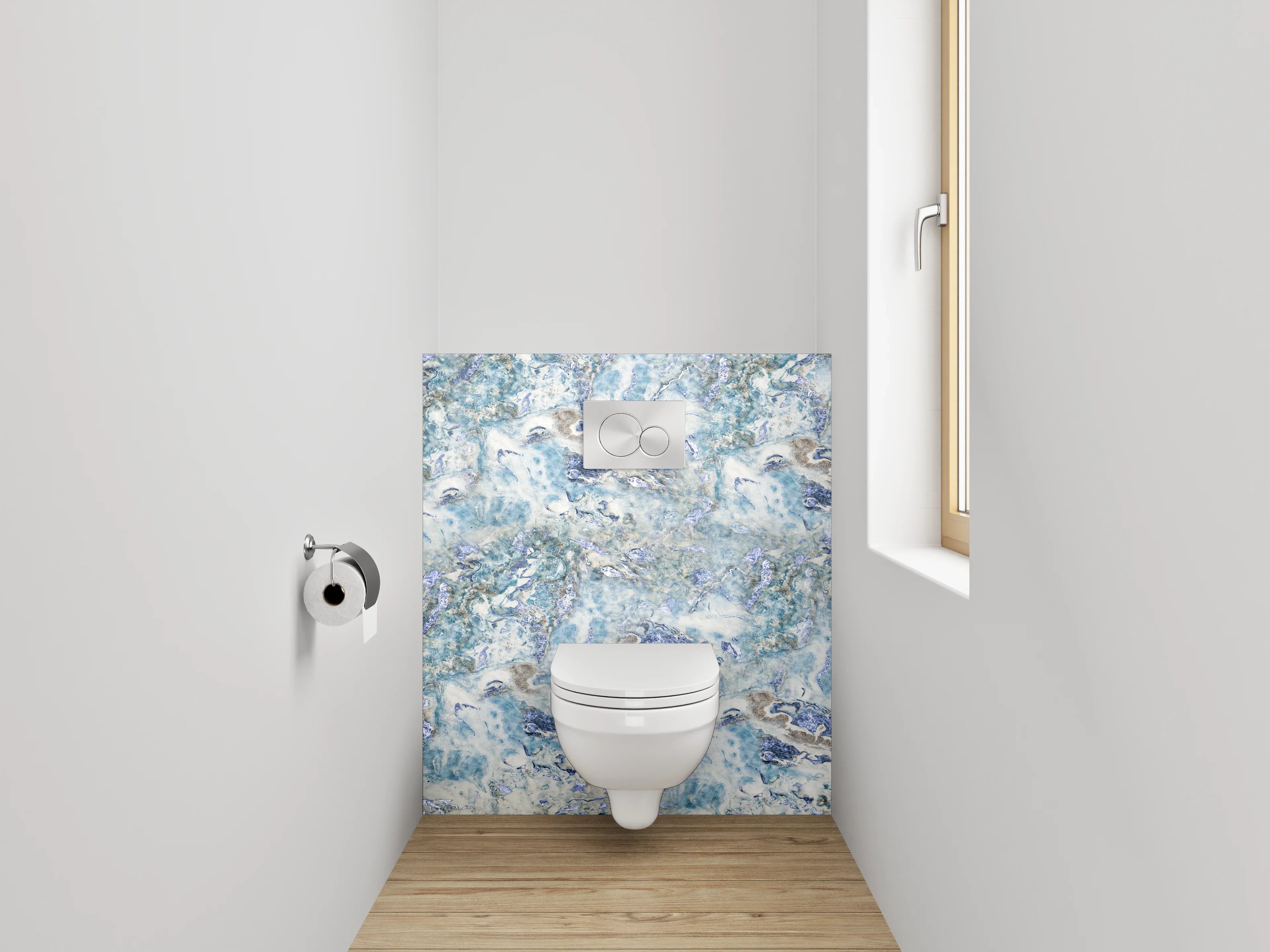 WC-Rückwand - Blaue Marmorstruktur – Modernes Design