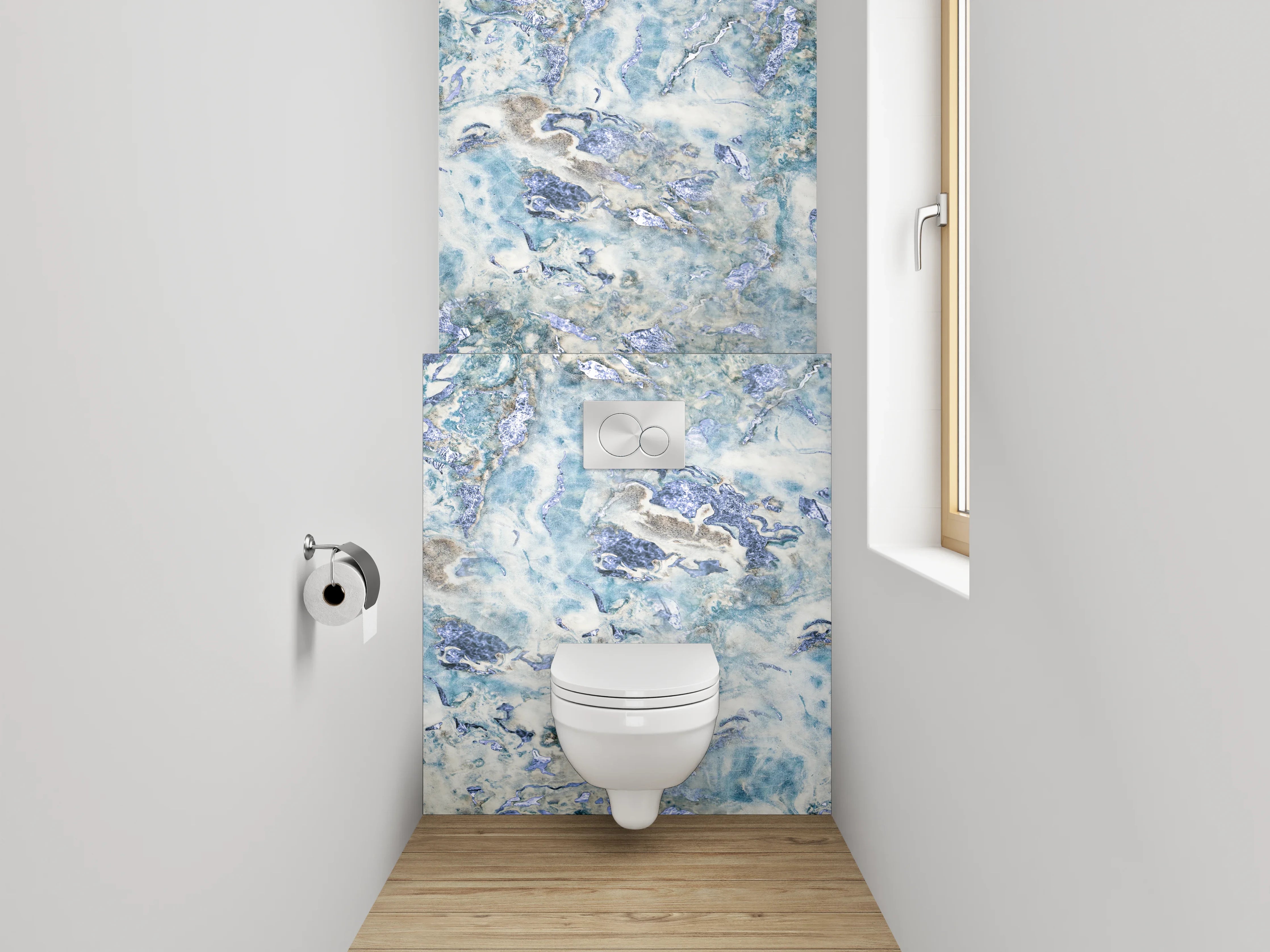 WC-Rückwand - Blaue Marmorstruktur – Modernes Design
