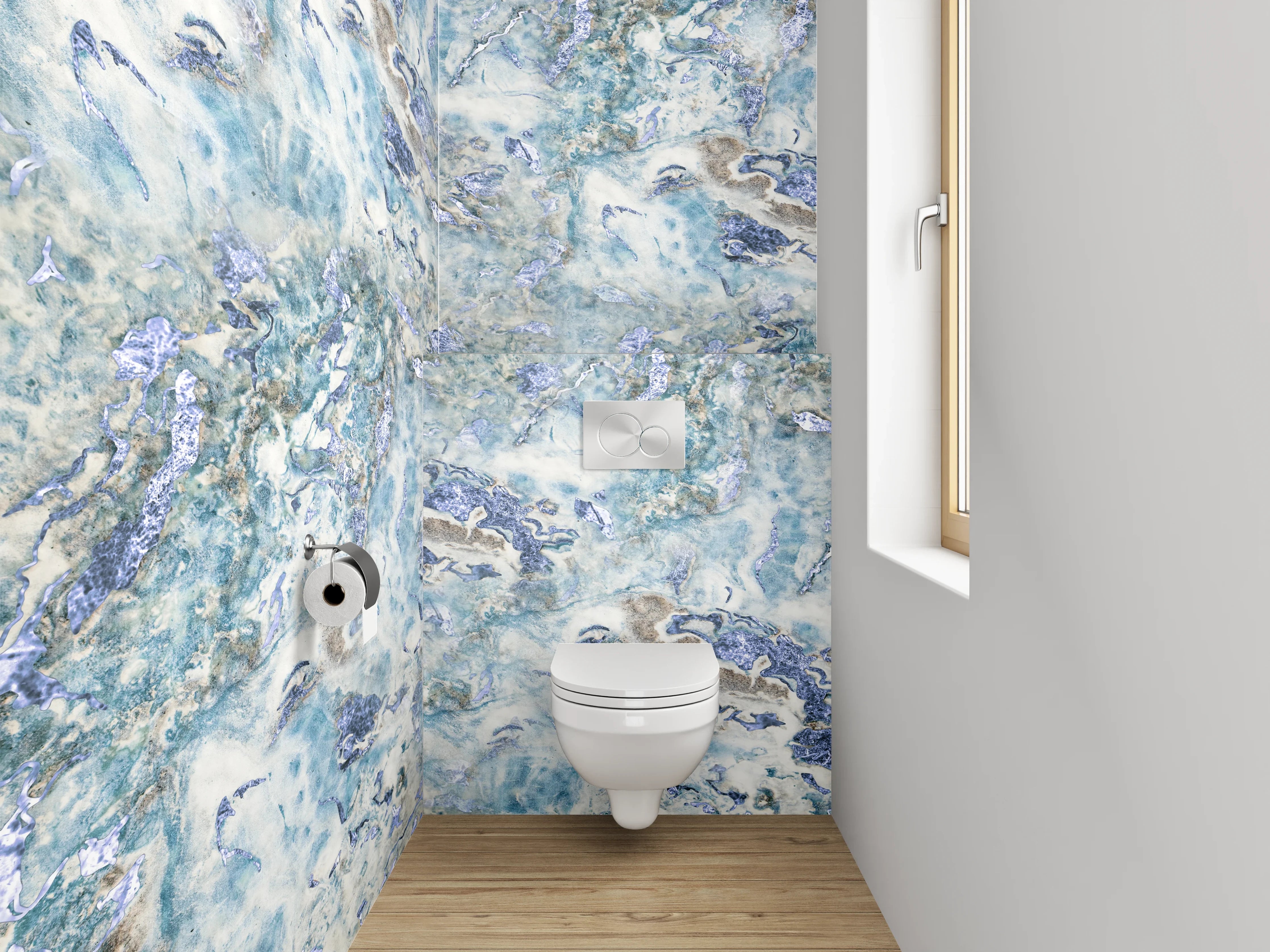 WC-Rückwand - Blaue Marmorstruktur – Modernes Design