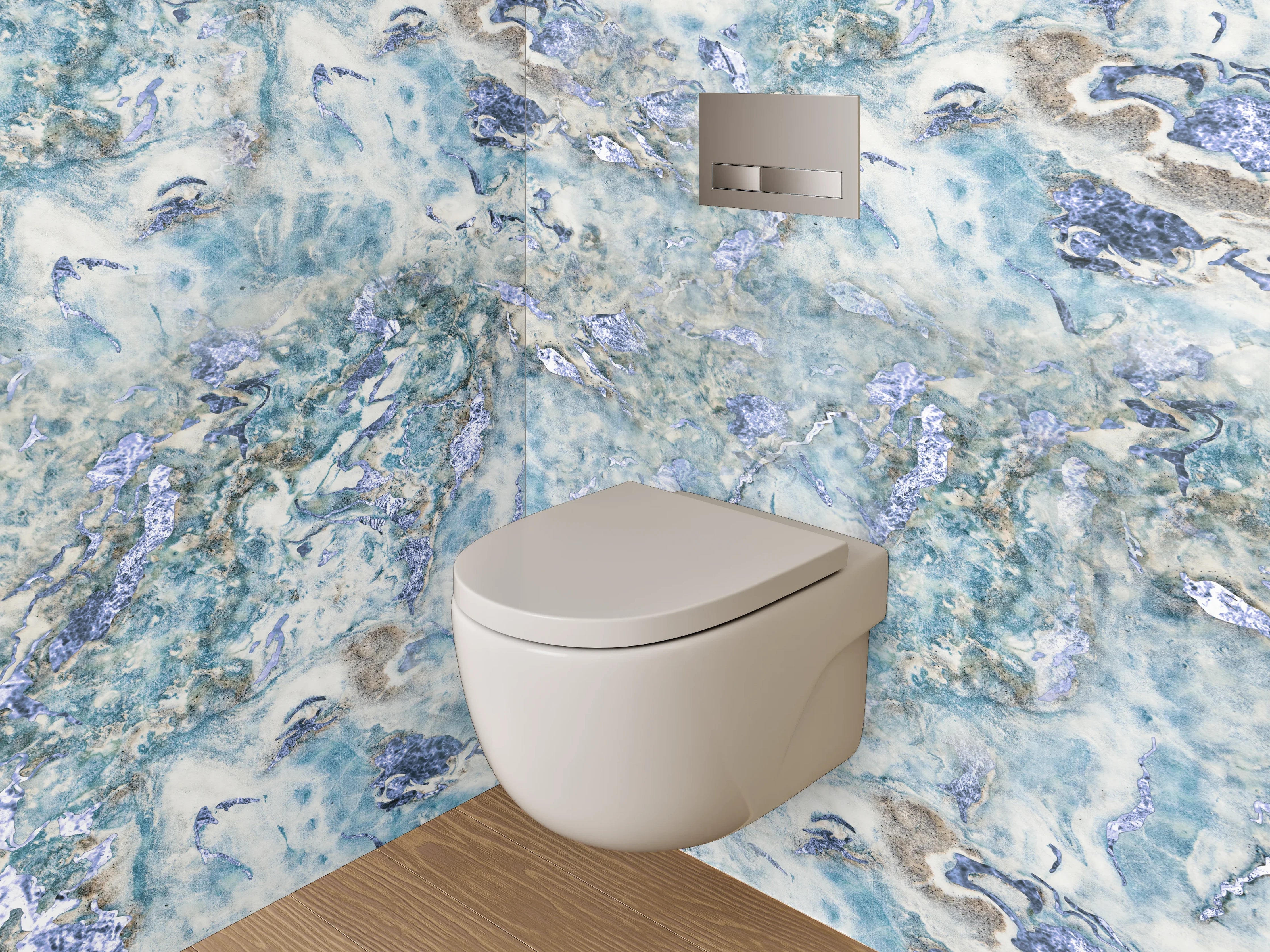 WC-Rückwand - Blaue Marmorstruktur – Modernes Design