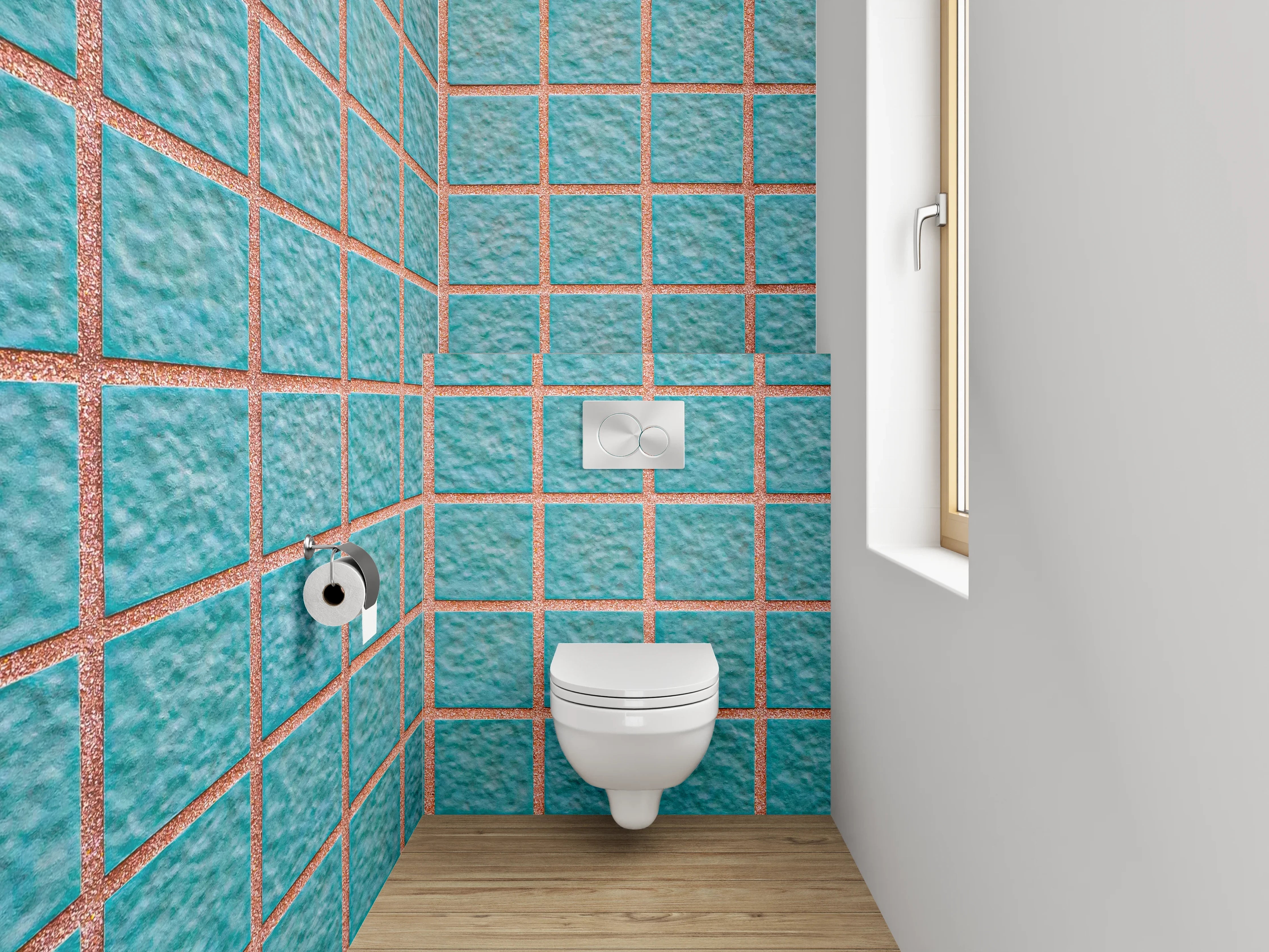 WC-Rückwand - Blaue Mosaikfliesen Struktur