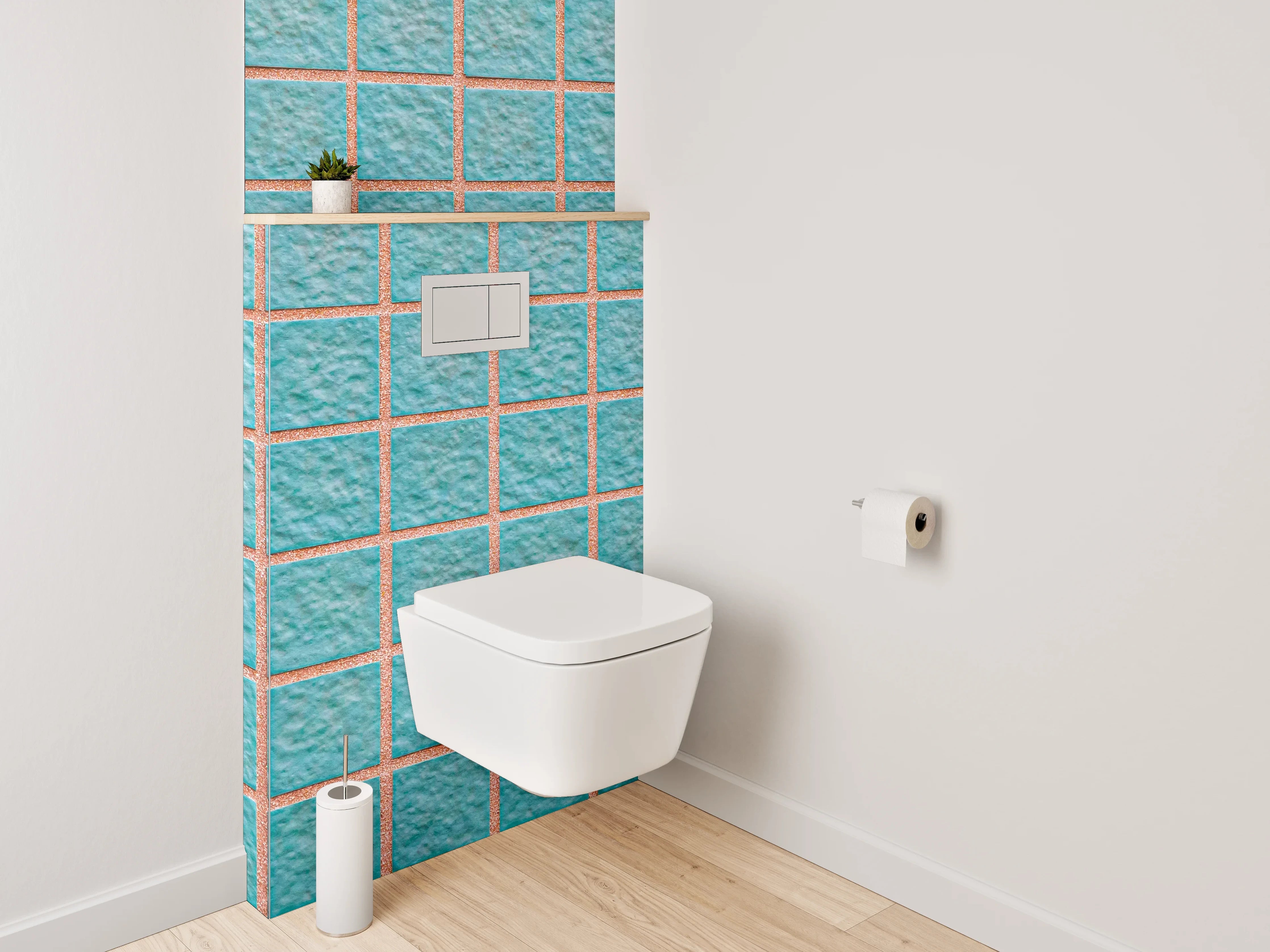 WC-Rückwand - Blaue Mosaikfliesen Struktur