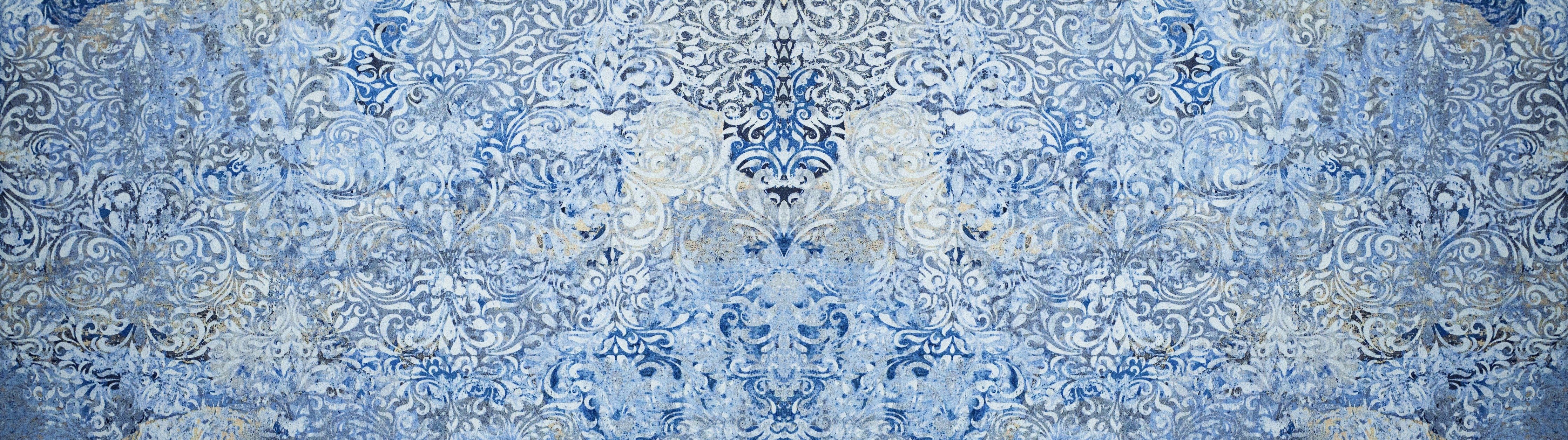 WC-Rückwand-Blaue Ornamente Vintage Muster