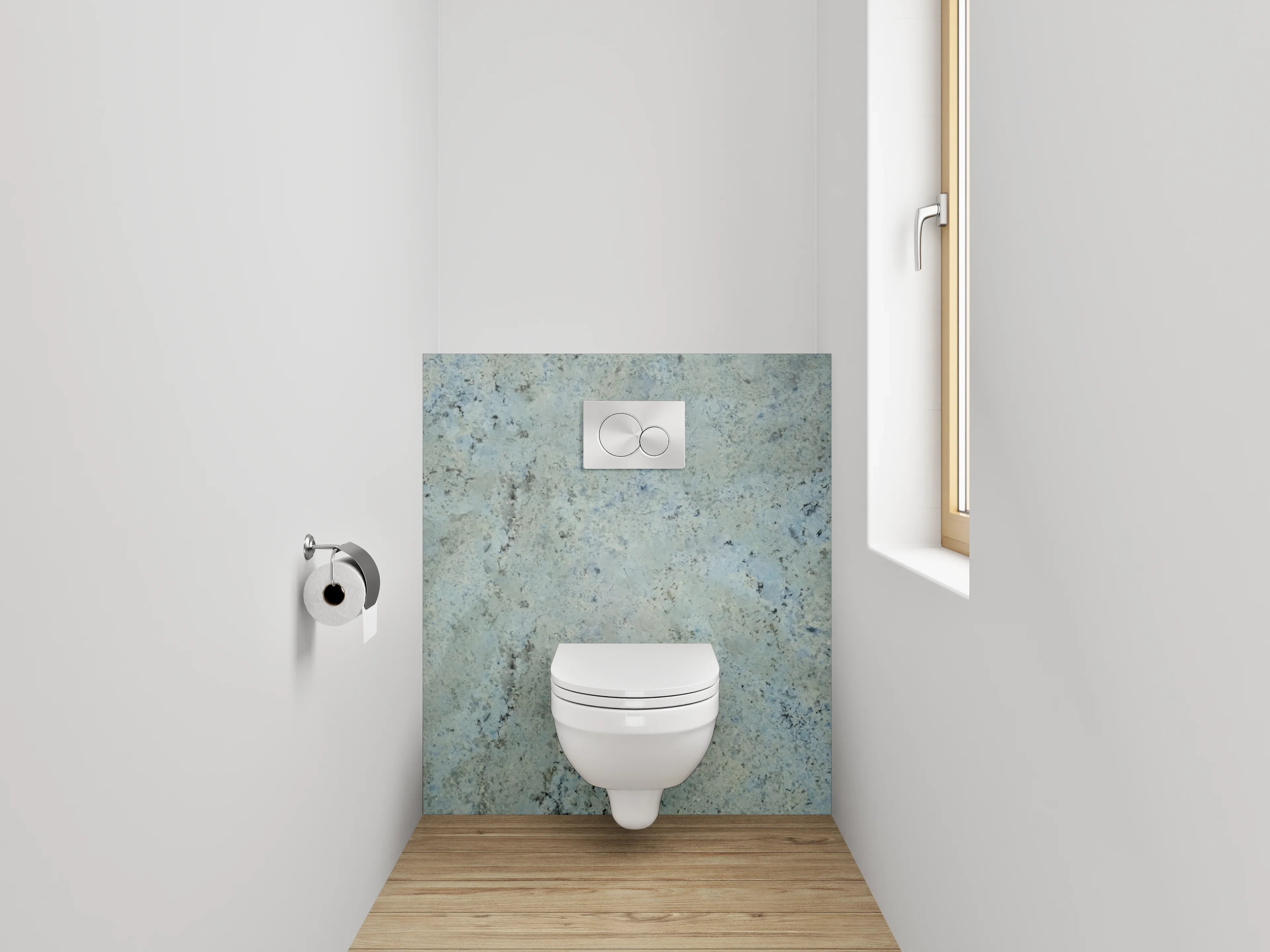 WC-Rückwand - Blaue Steinmauer mit grauer Struktur