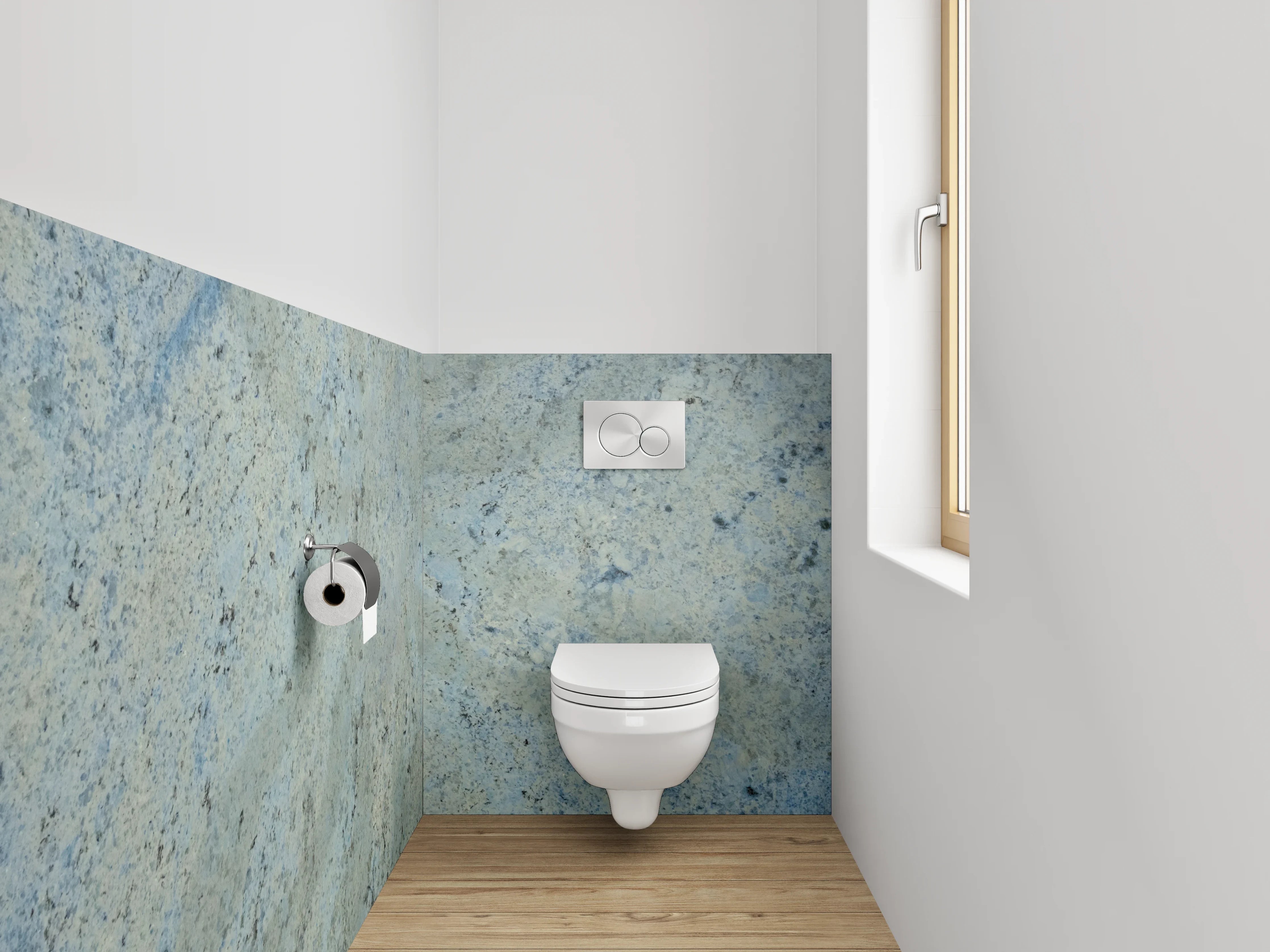 WC-Rückwand - Blaue Steinmauer mit grauer Struktur