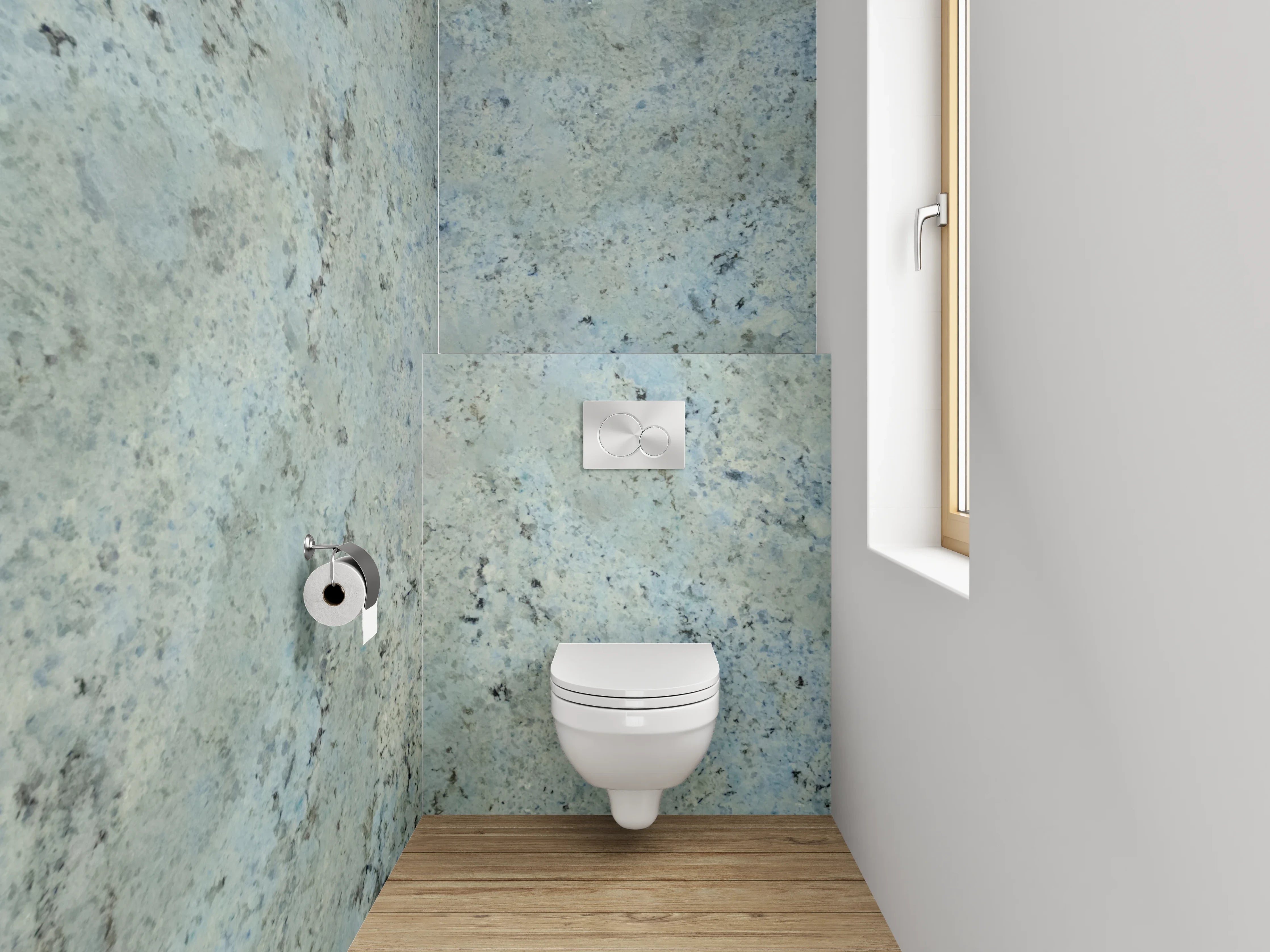 WC-Rückwand - Blaue Steinmauer mit grauer Struktur