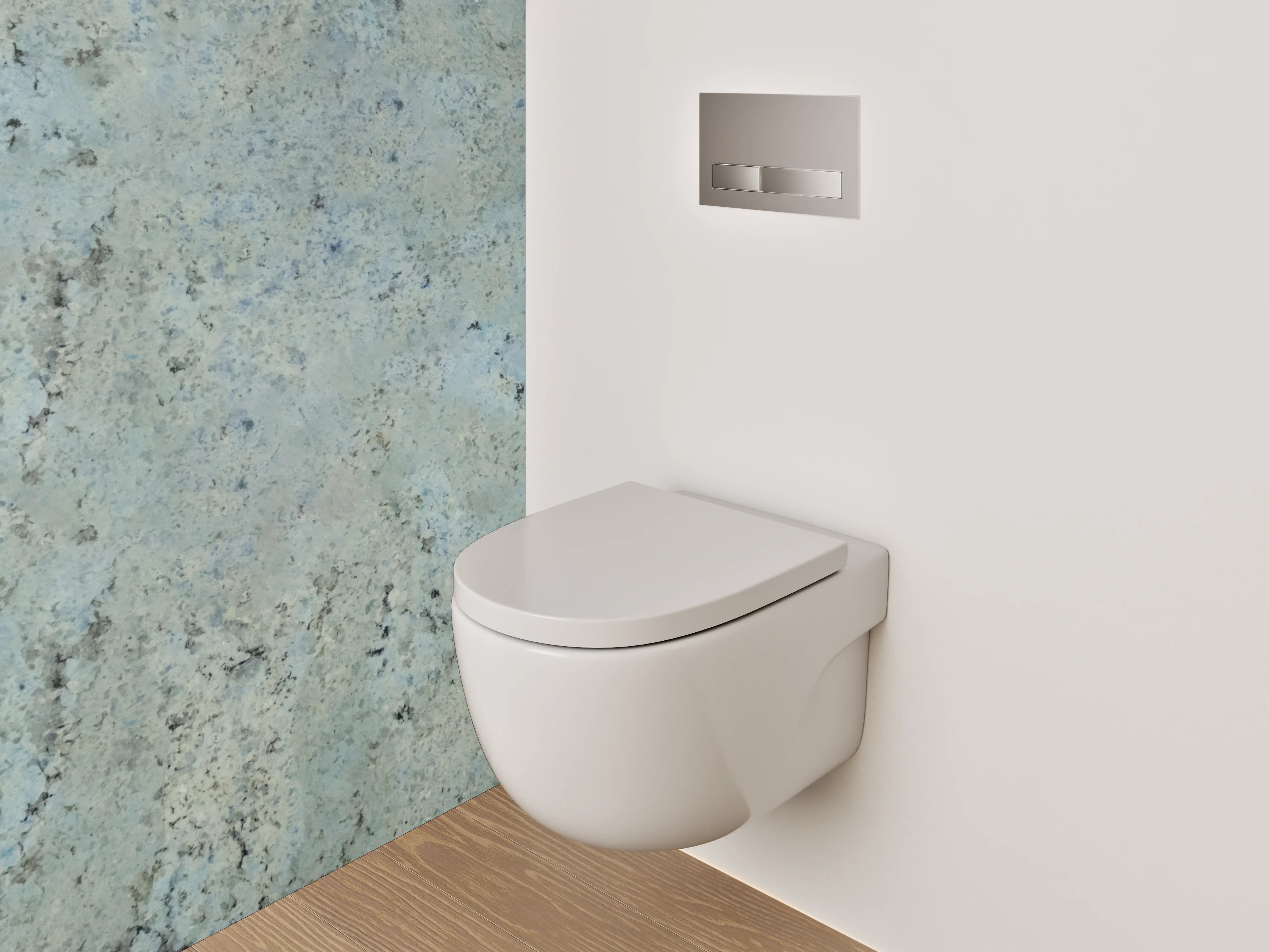 WC-Rückwand - Blaue Steinmauer mit grauer Struktur