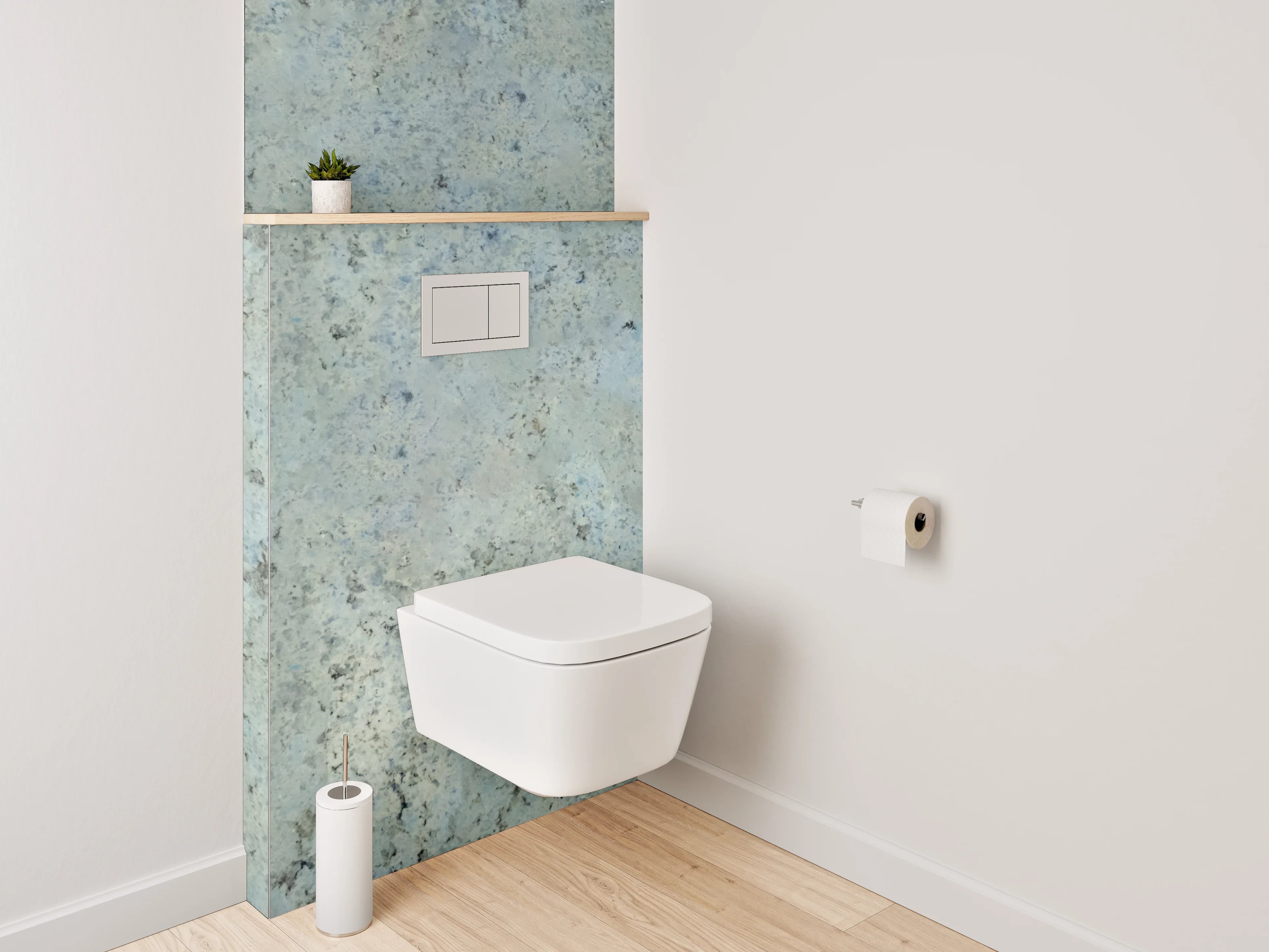 WC-Rückwand - Blaue Steinmauer mit grauer Struktur