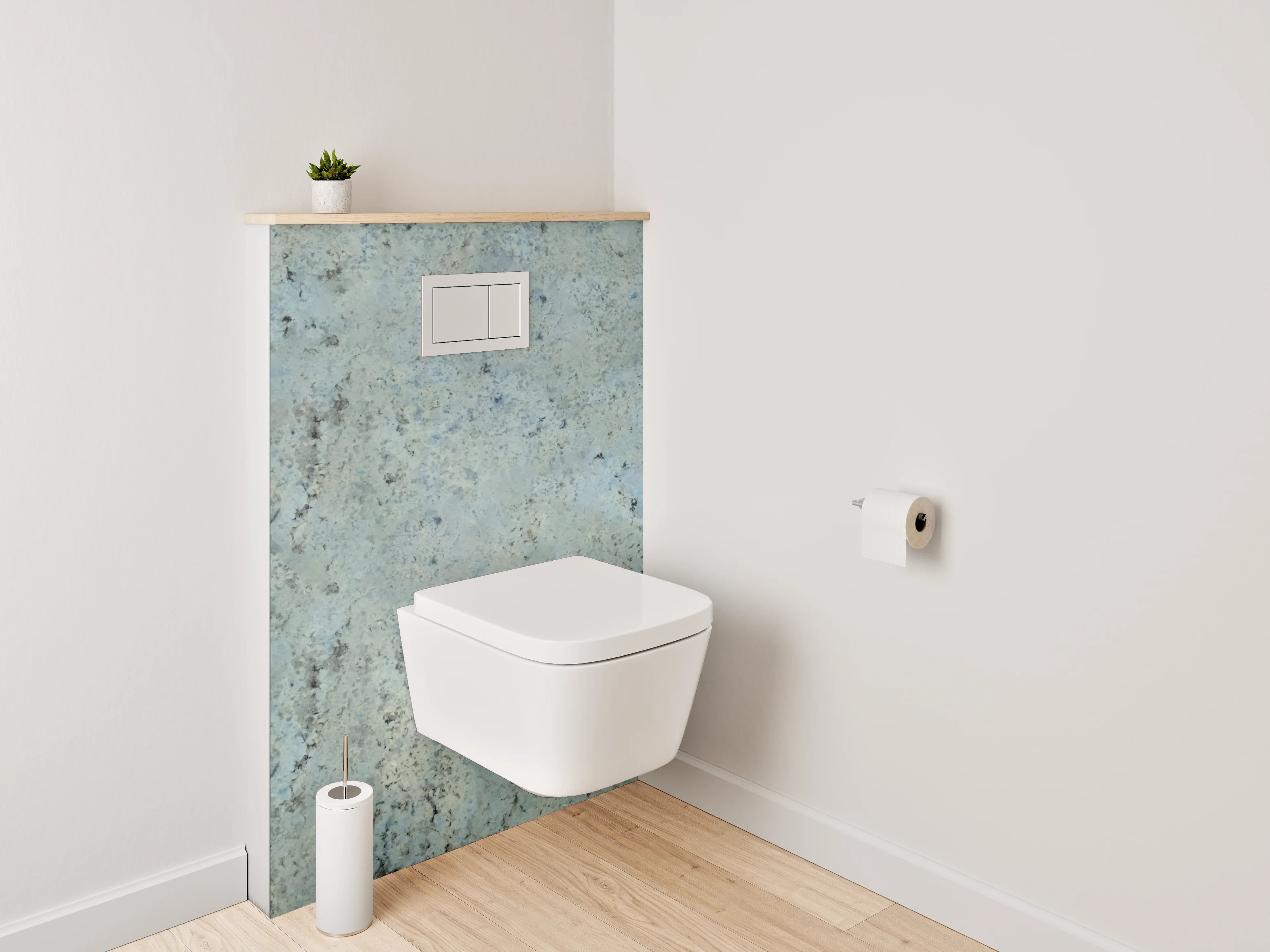 WC-Rückwand - Blaue Steinmauer mit grauer Struktur