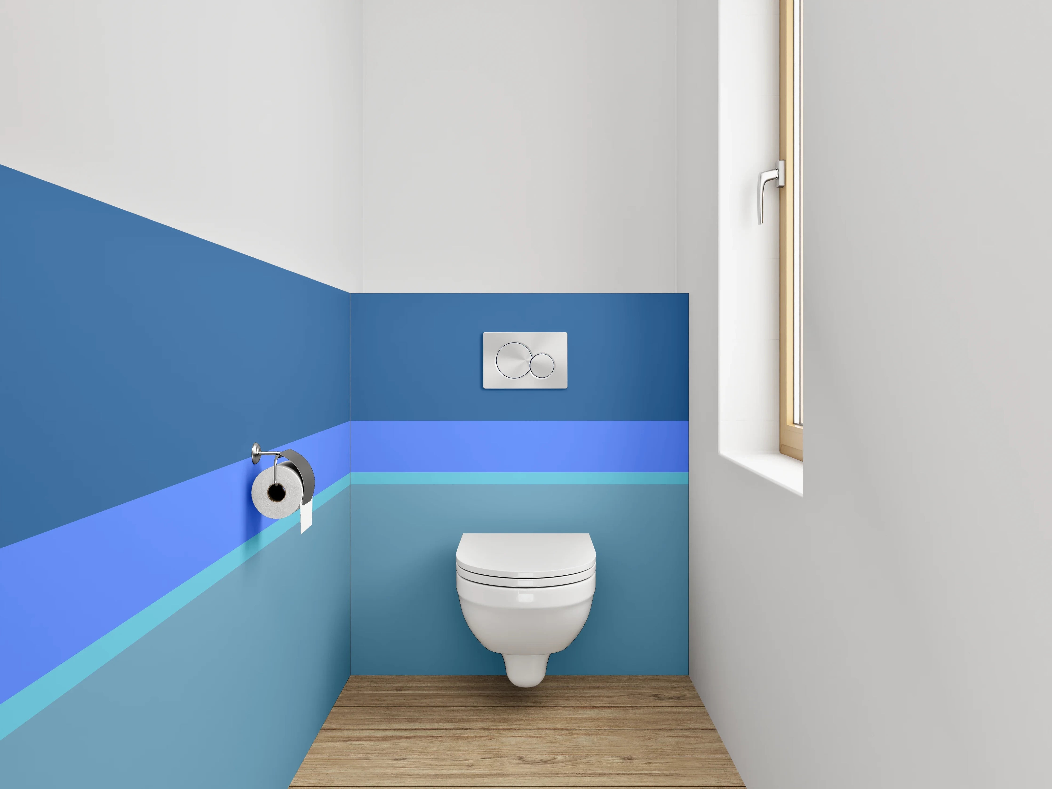 WC-Rückwand - Blaue Streifen Abstrakt