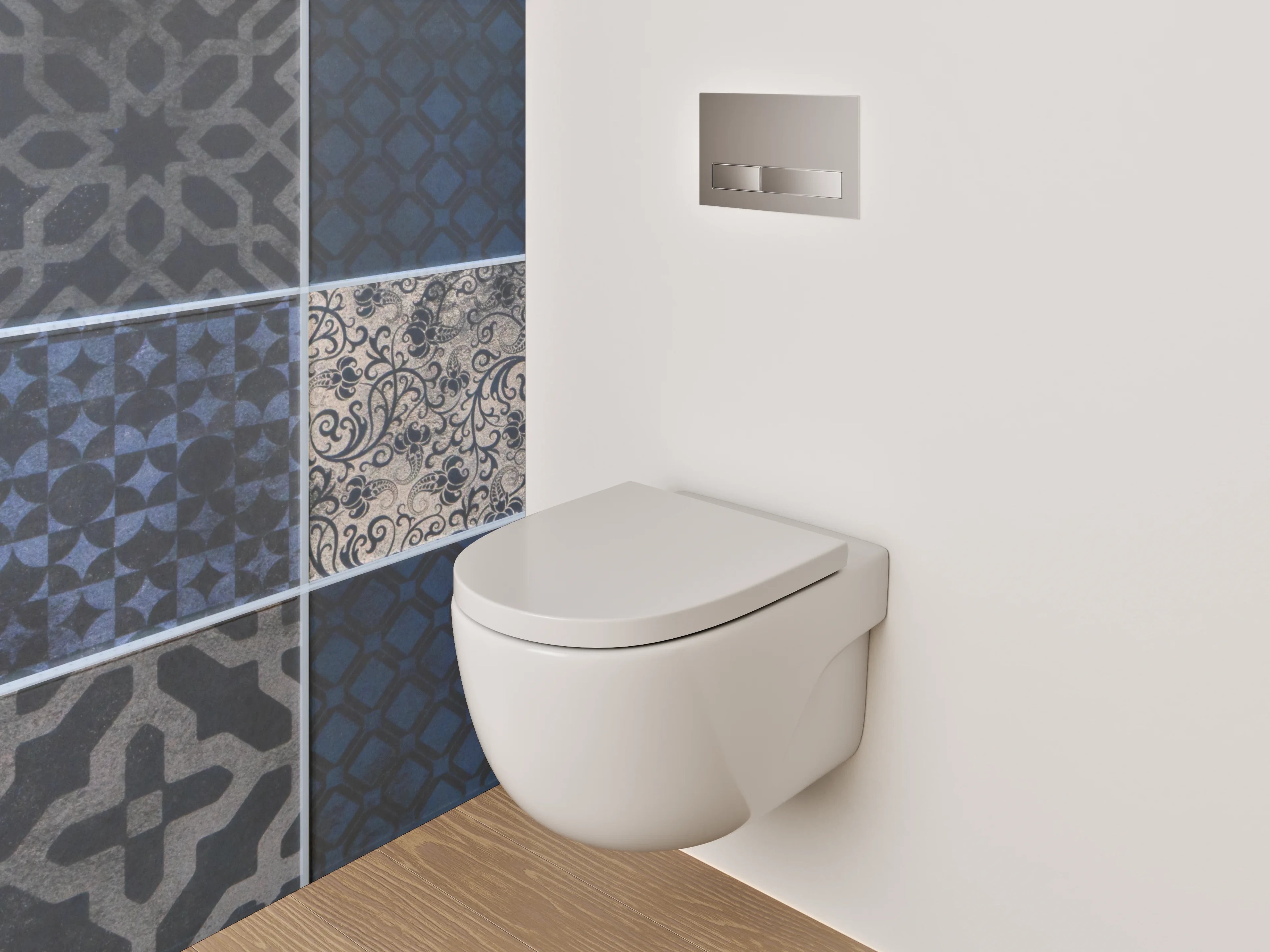 WC-Rückwand - Blaue Vintage-Fliesenmuster Mosaik
