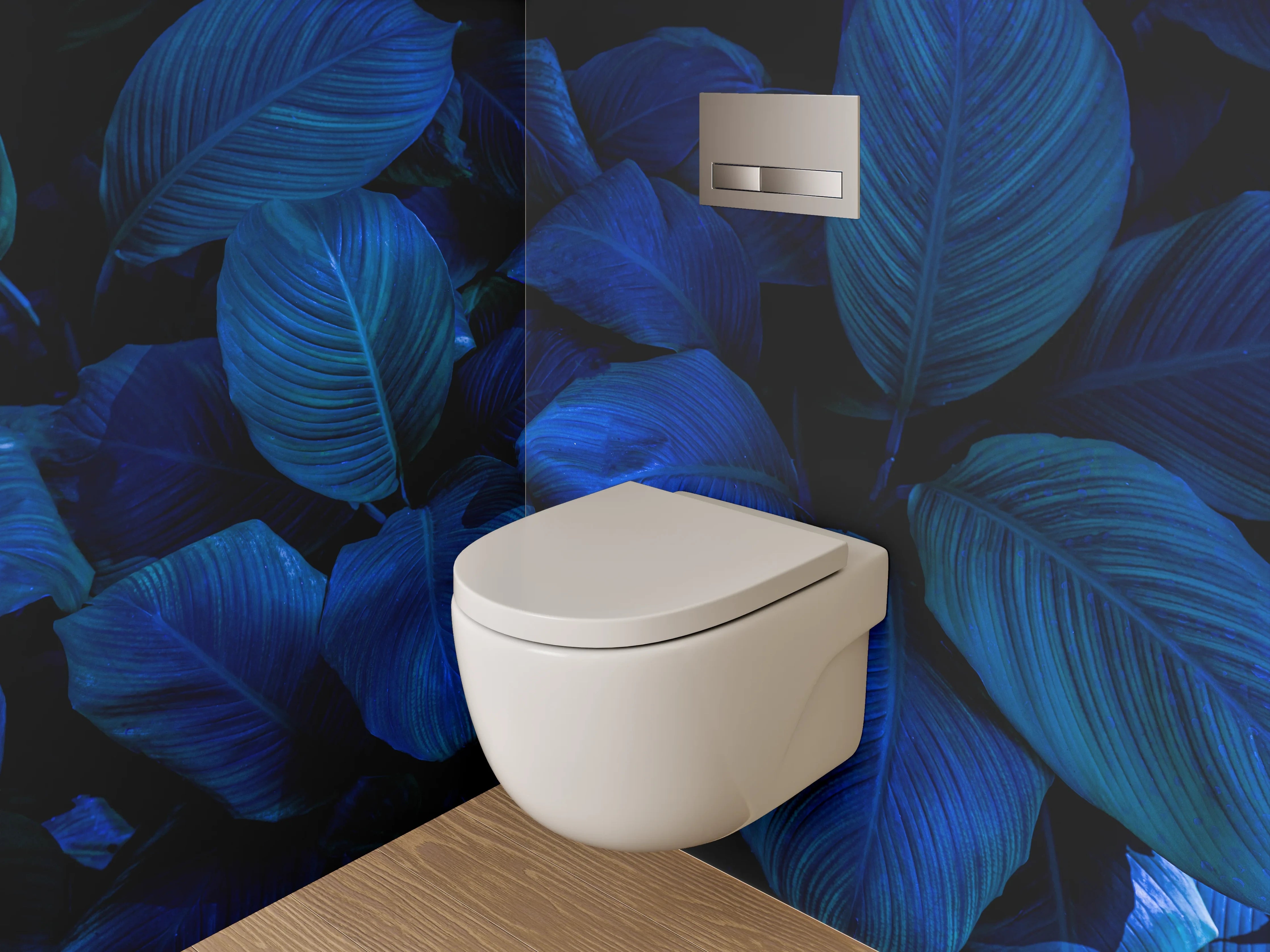 WC-Rückwand - Blaue tropische Blätter Fototapete