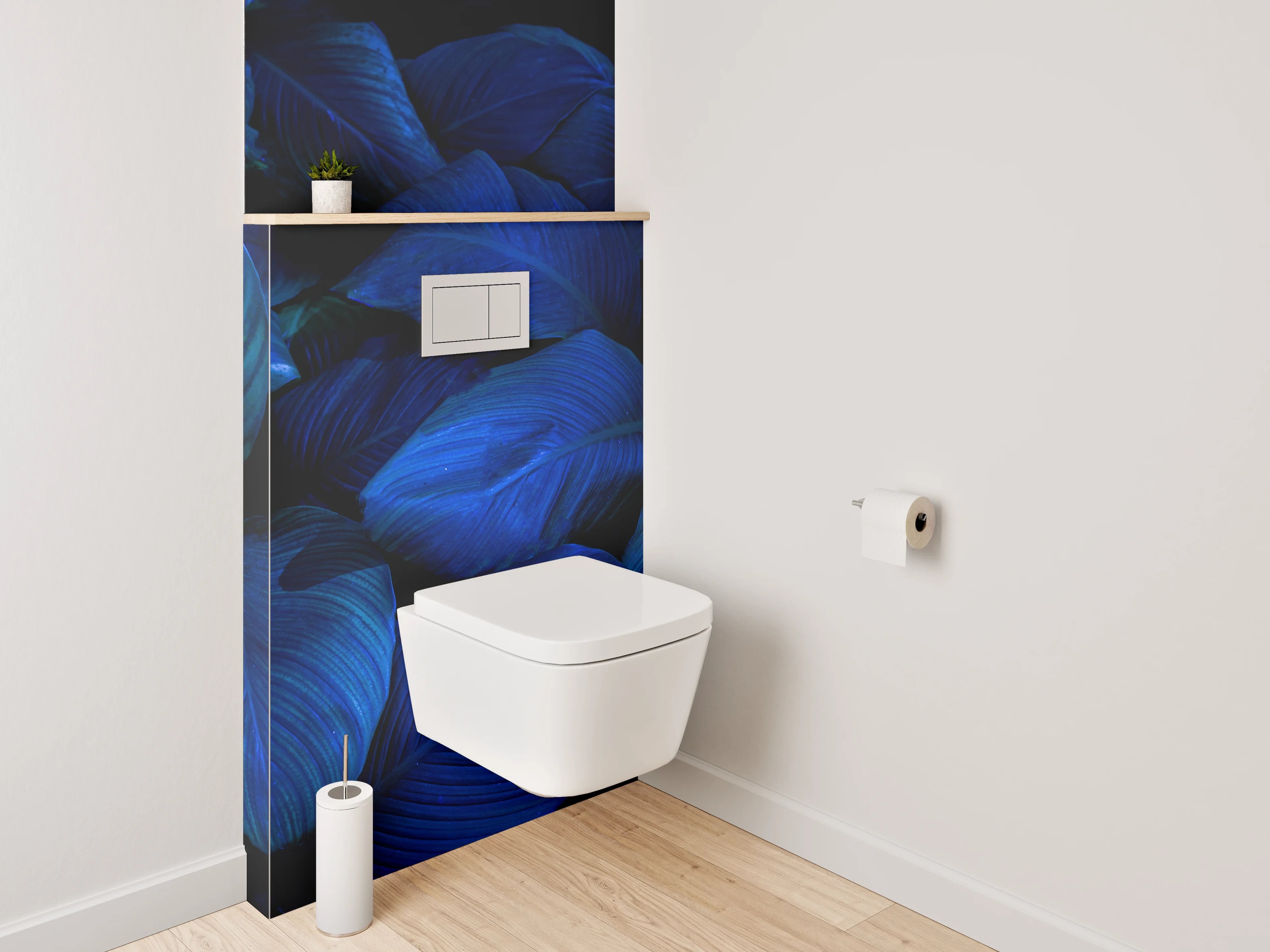 WC-Rückwand - Blaue tropische Blätter Fototapete