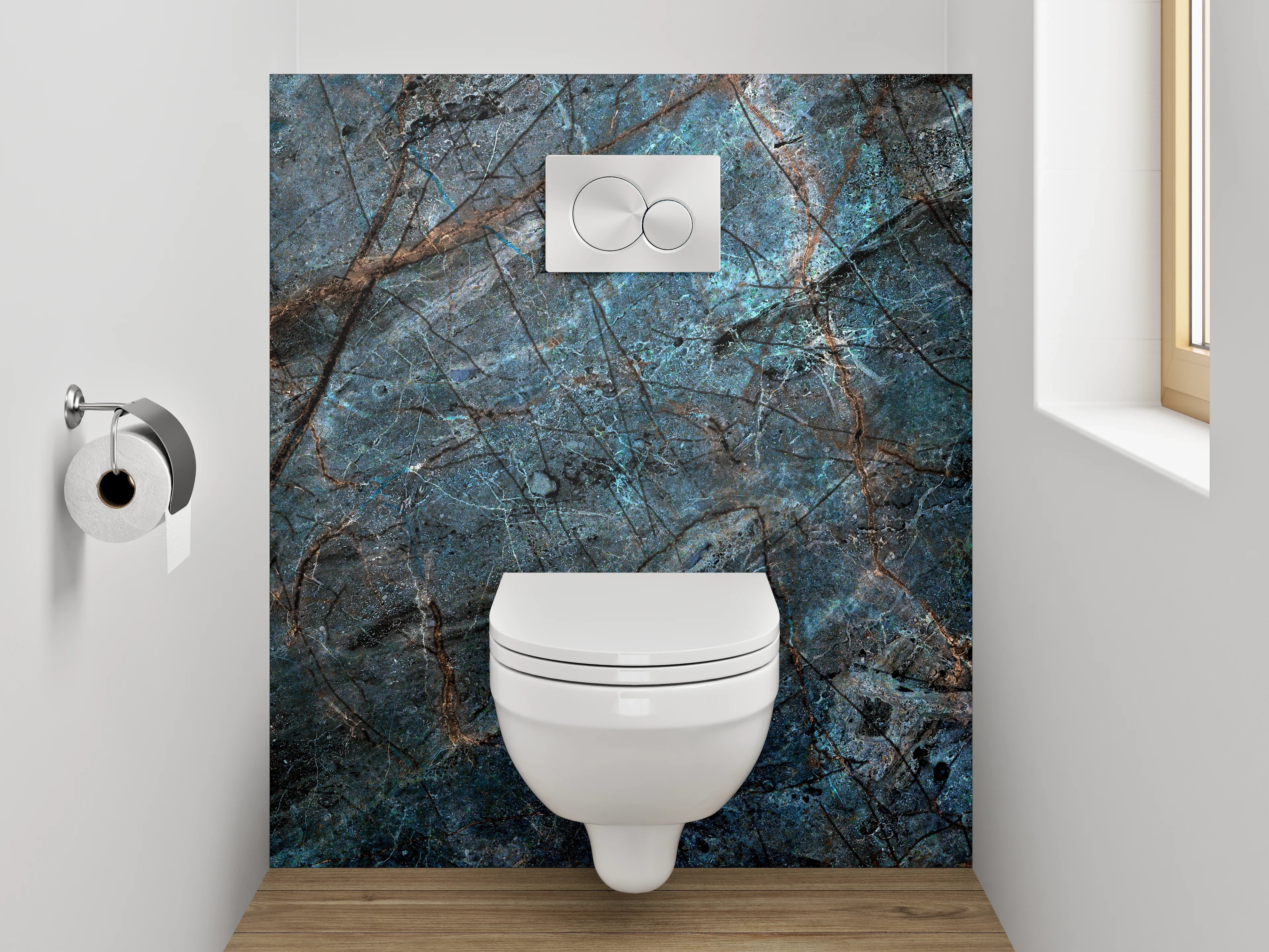 WC-Rückwand - Blauer Labradorit Schiefer Steinoptik