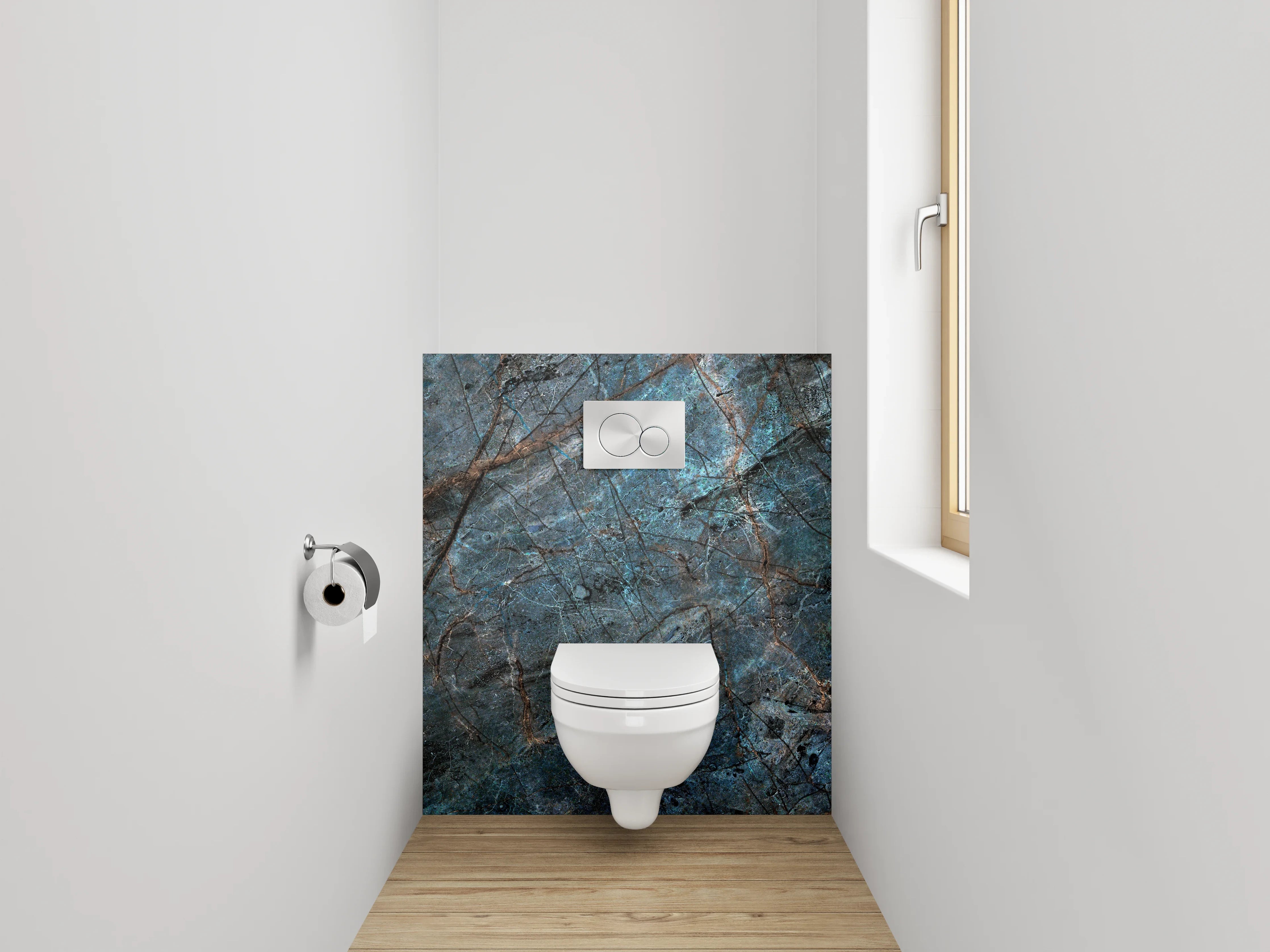 WC-Rückwand - Blauer Labradorit Schiefer Steinoptik
