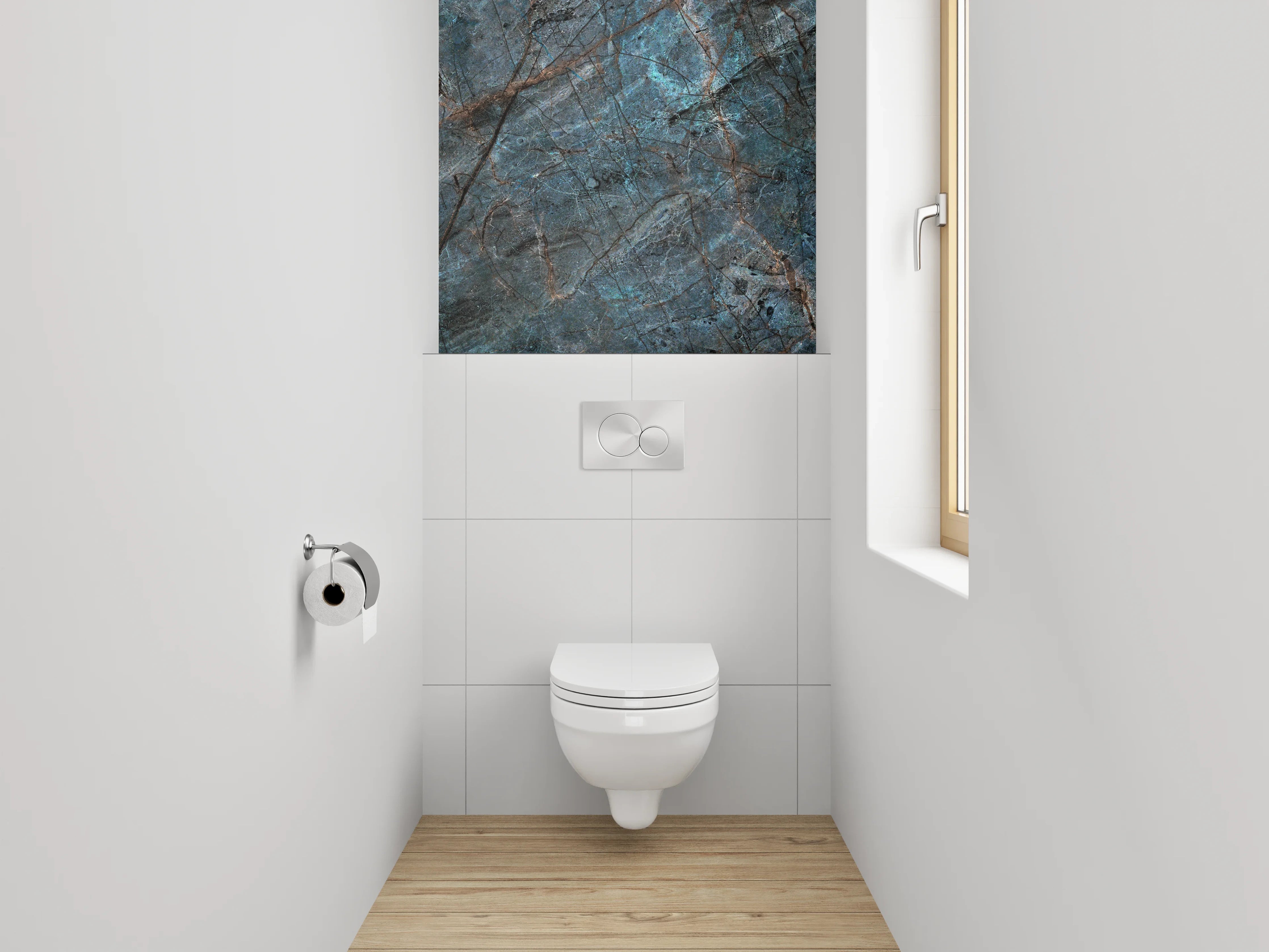 WC-Rückwand - Blauer Labradorit Schiefer Steinoptik