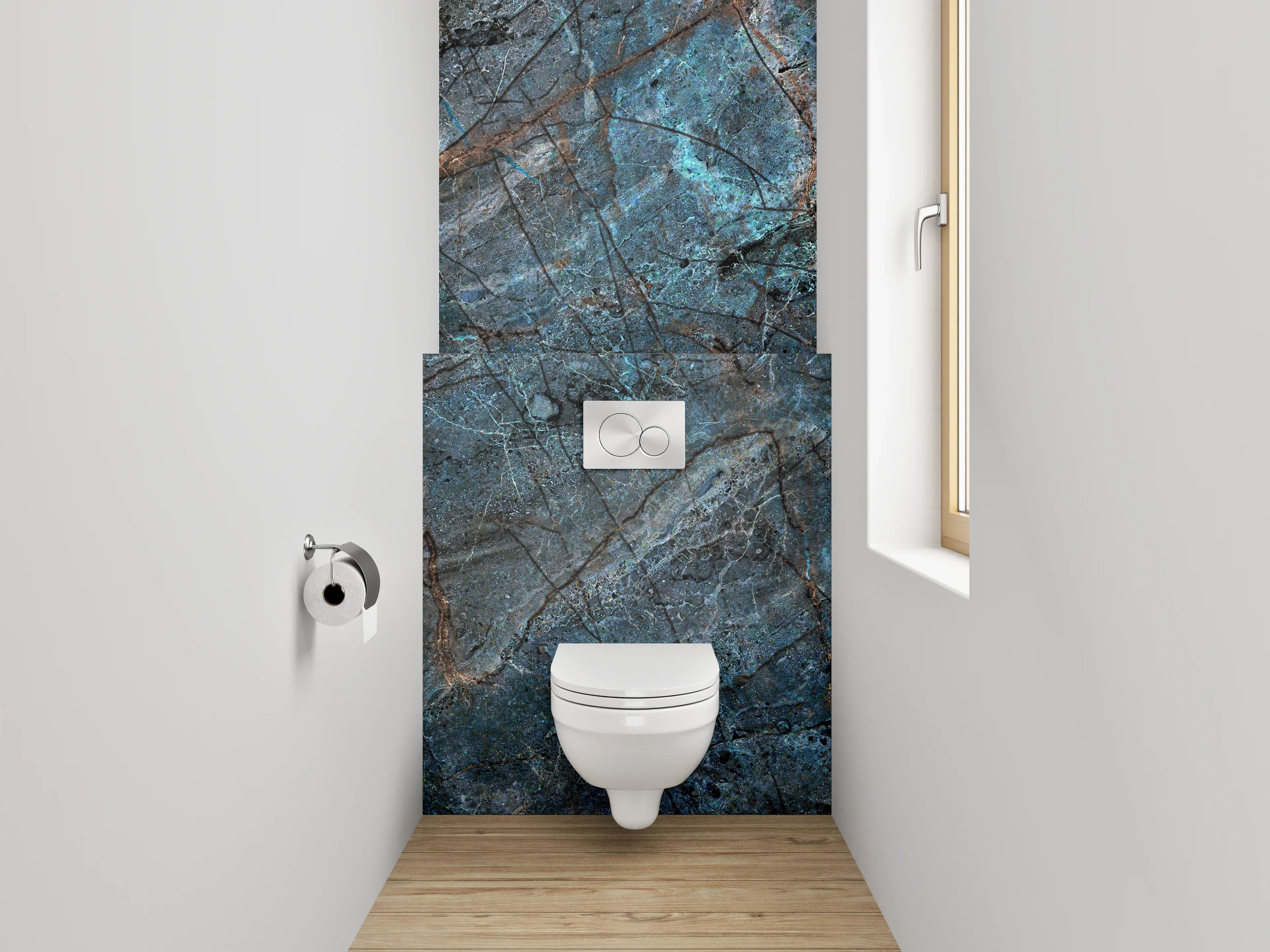 WC-Rückwand - Blauer Labradorit Schiefer Steinoptik