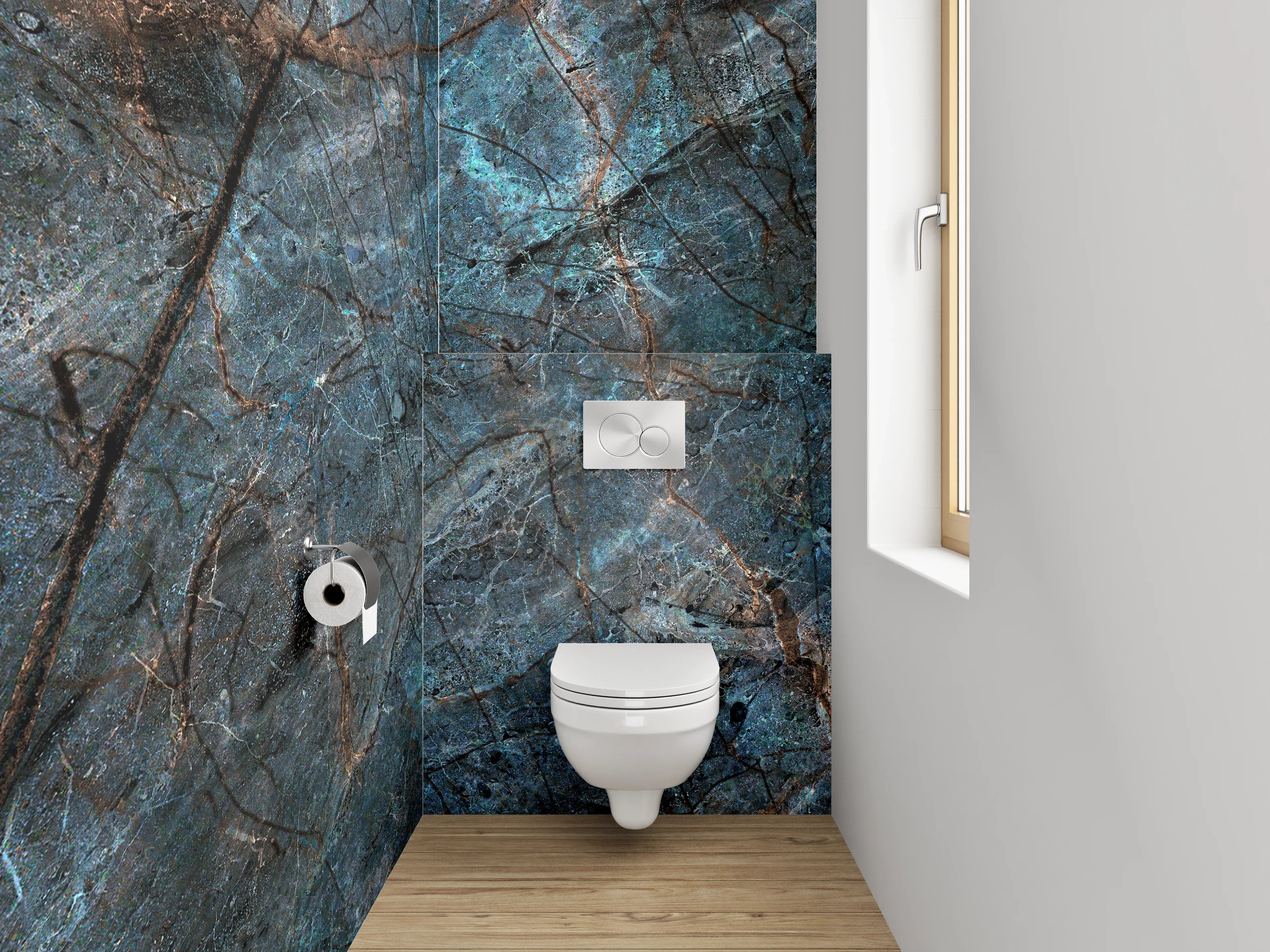 WC-Rückwand - Blauer Labradorit Schiefer Steinoptik