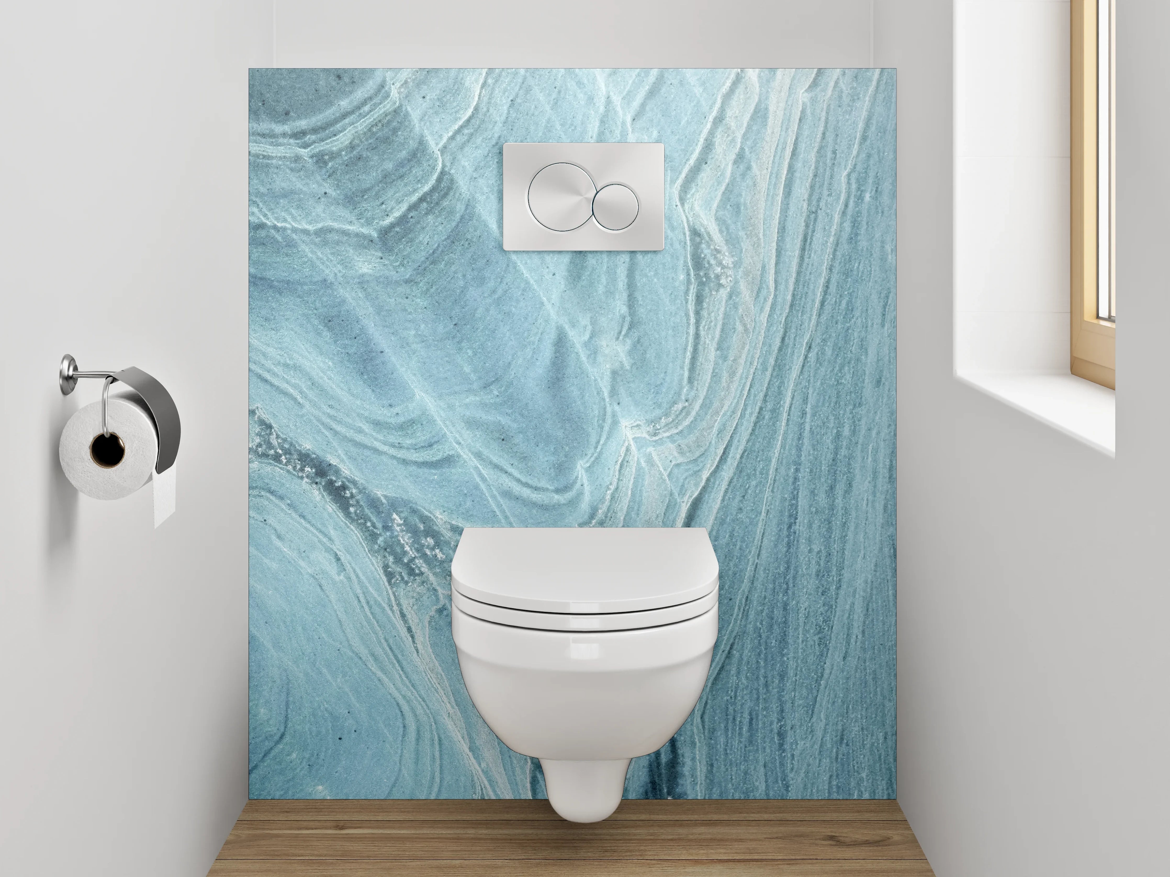 WC-Rückwand - Blauer Marmor Effekt Wanddekor
