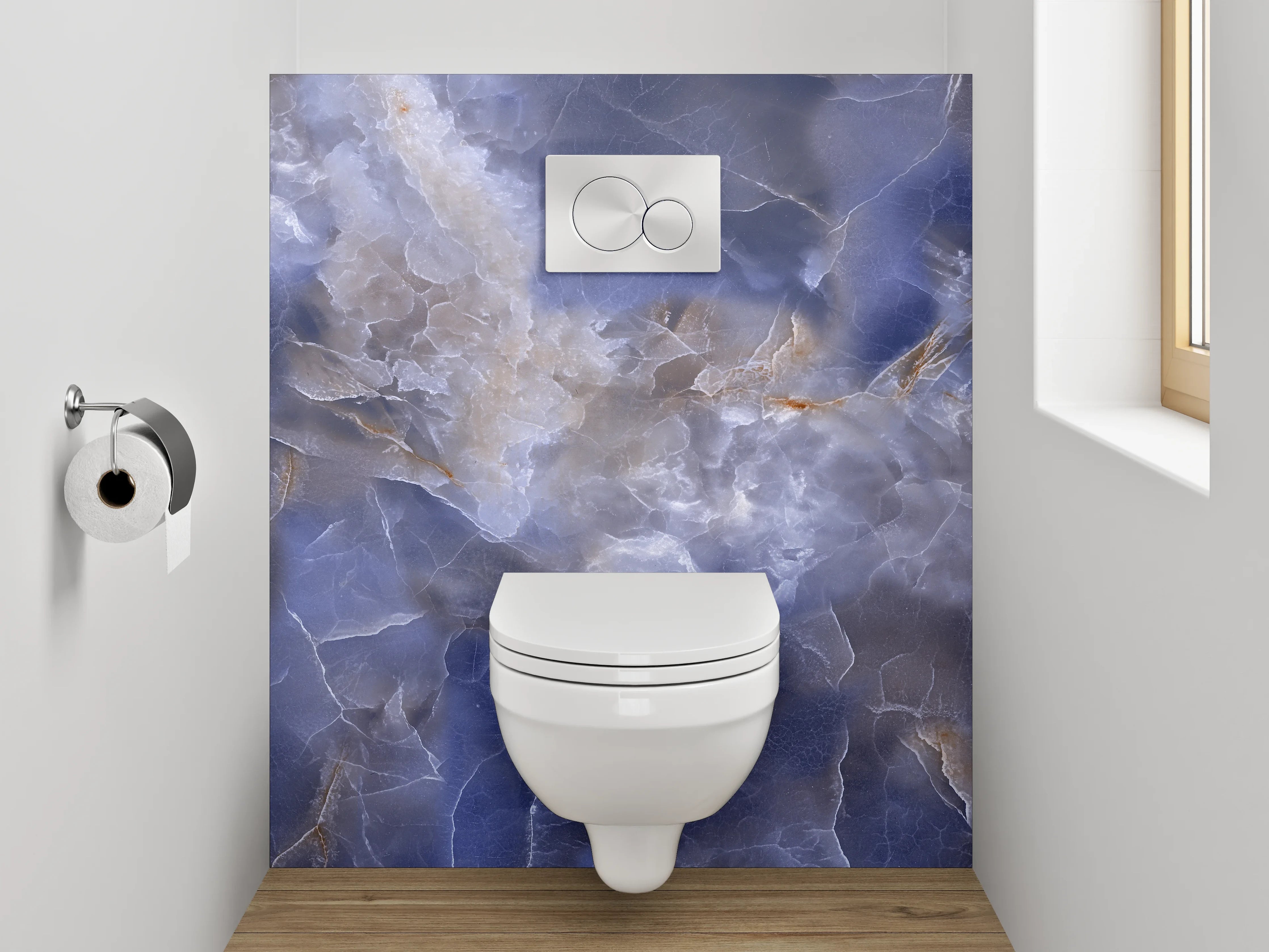 WC-Rückwand - Blauer Onyx Marmoroptik